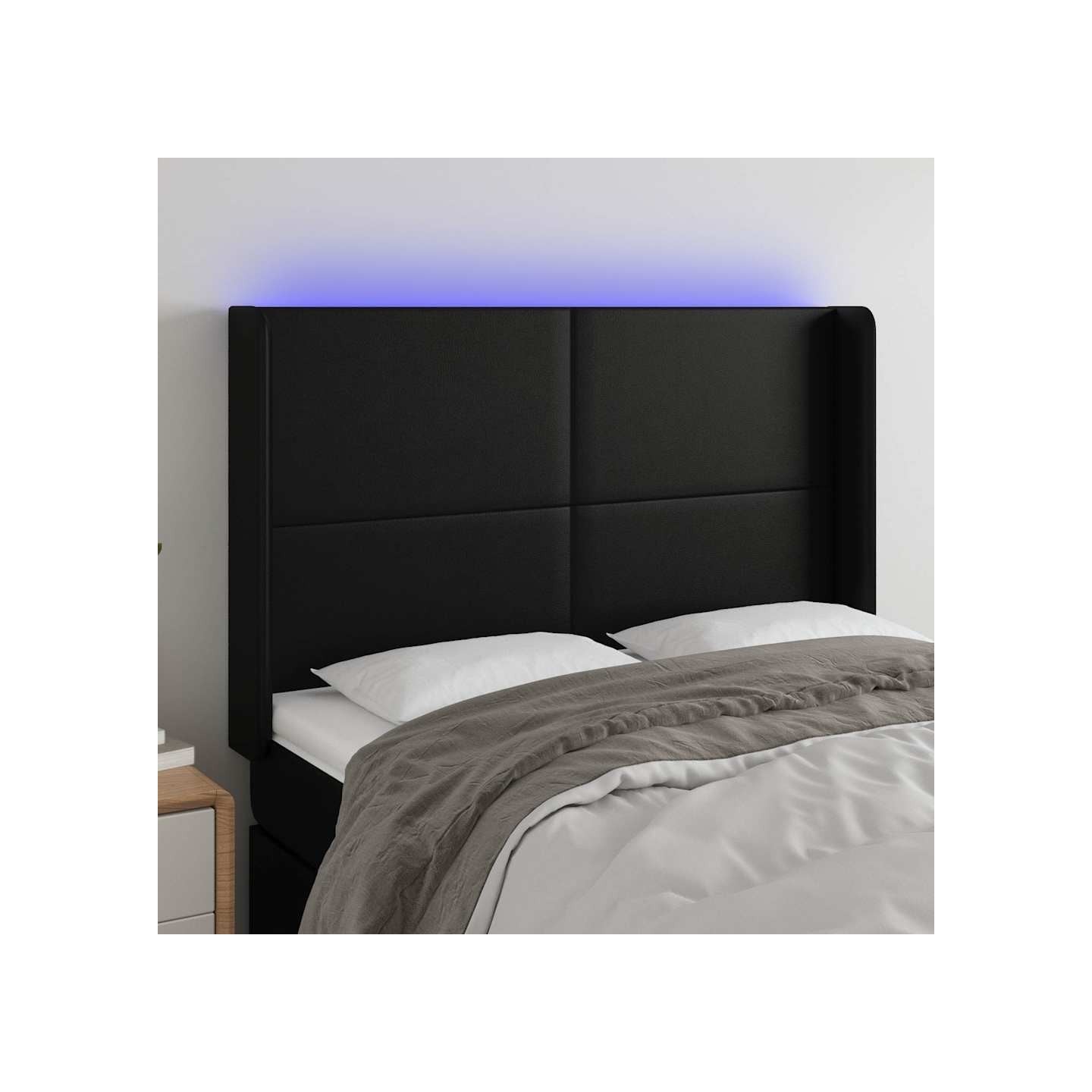 Tête de lit à LED Noir 147x16x118/128 cm Similicuir