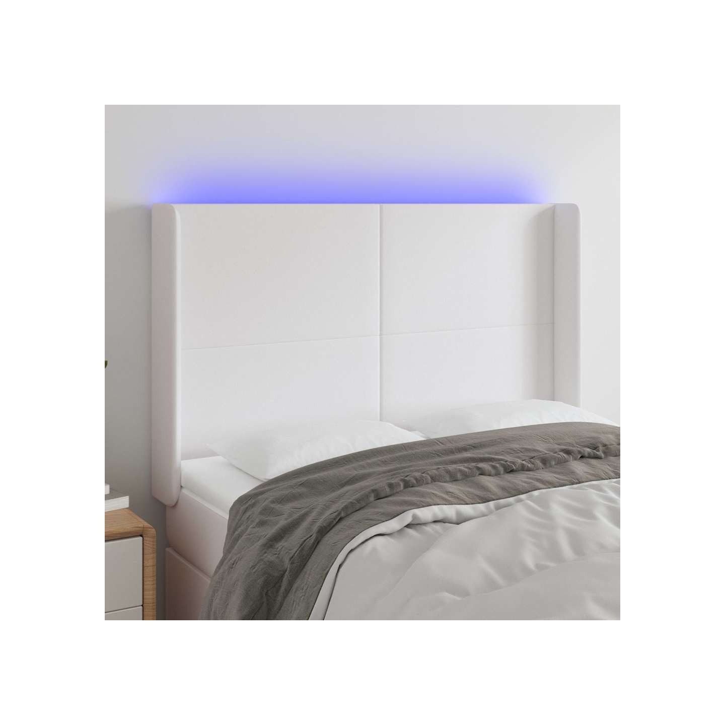 Tête de lit à LED Blanc 147x16x118/128 cm Similicuir