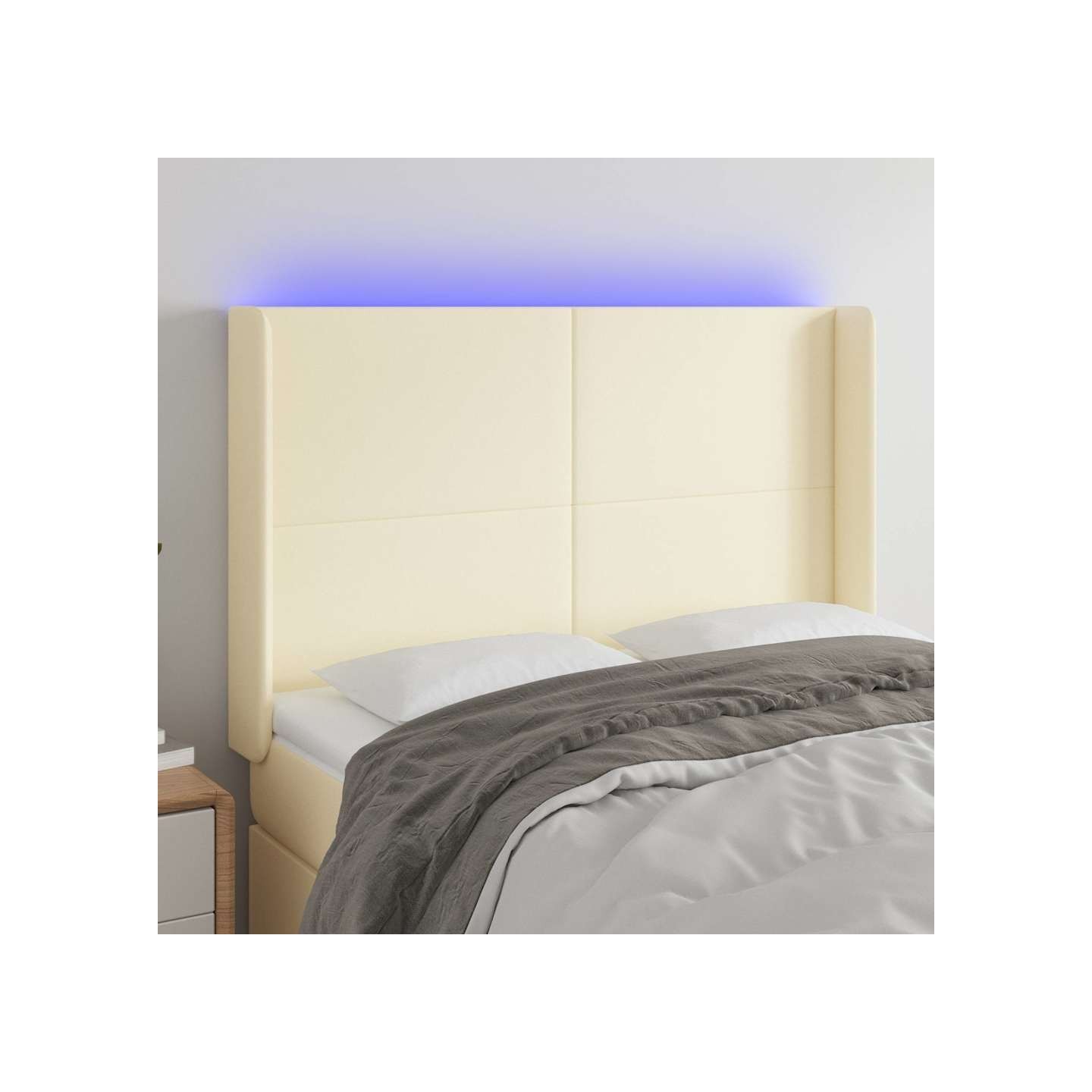 Tête de lit à LED Crème 147x16x118/128 cm Similicuir