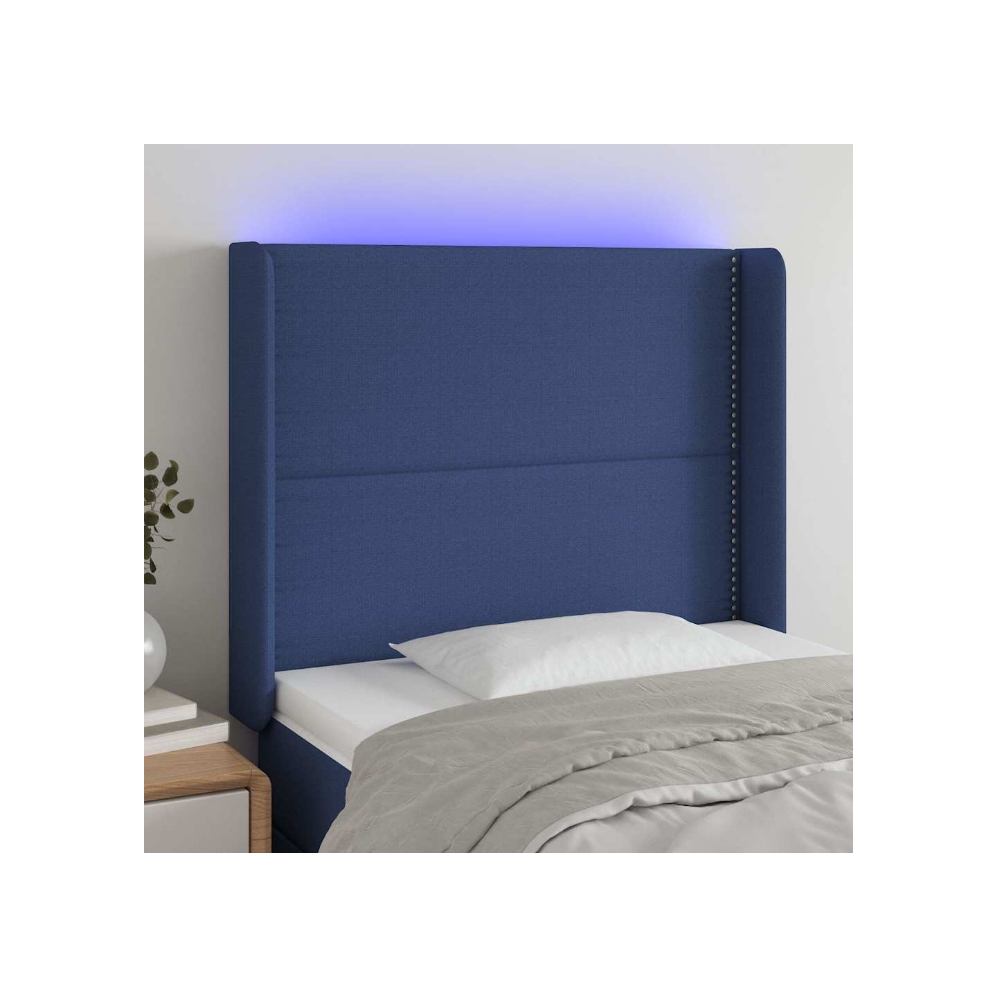 Tête de lit à LED Bleu 93x16x118/128 cm Tissu