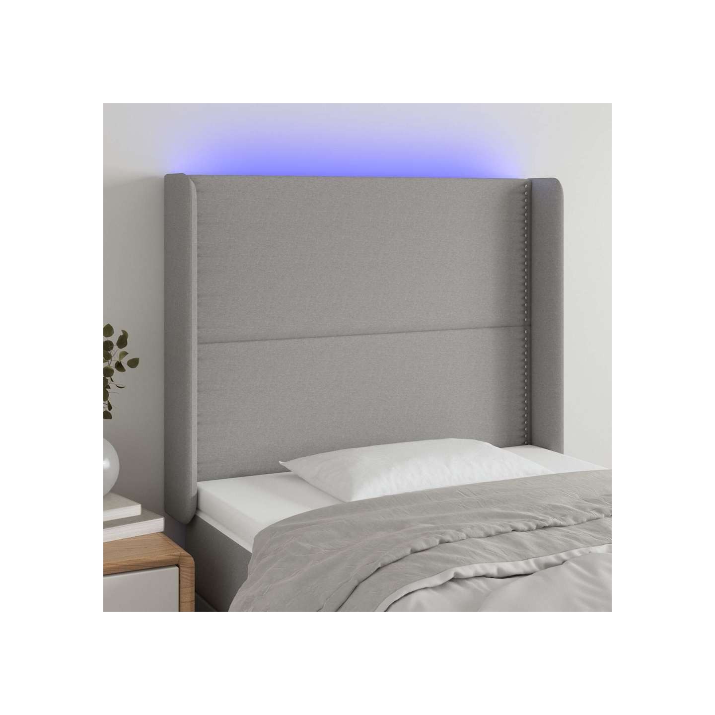 Tête de lit à LED Gris clair 103x16x118/128 cm Tissu