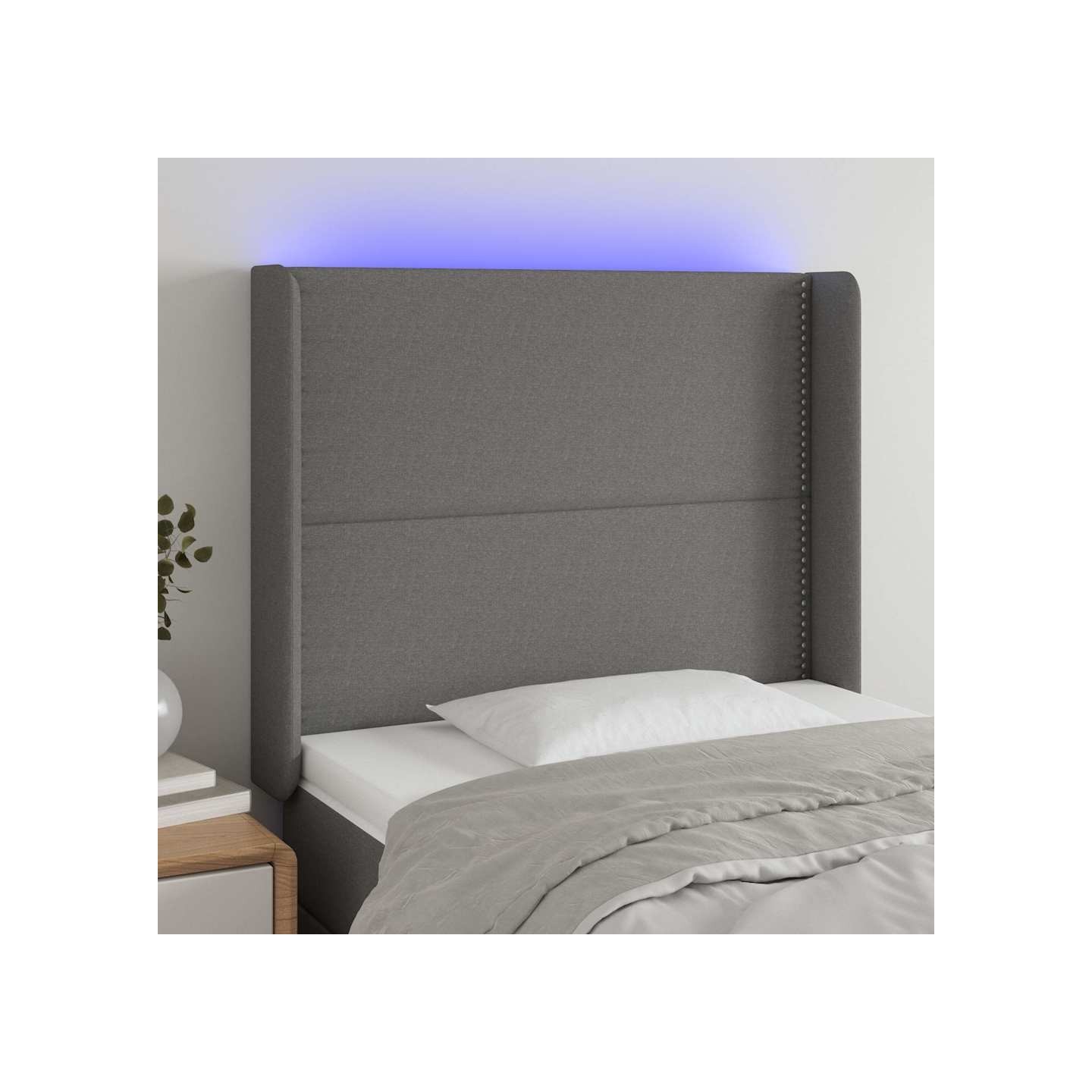 Tête de lit à LED Gris foncé 103x16x118/128 cm Tissu