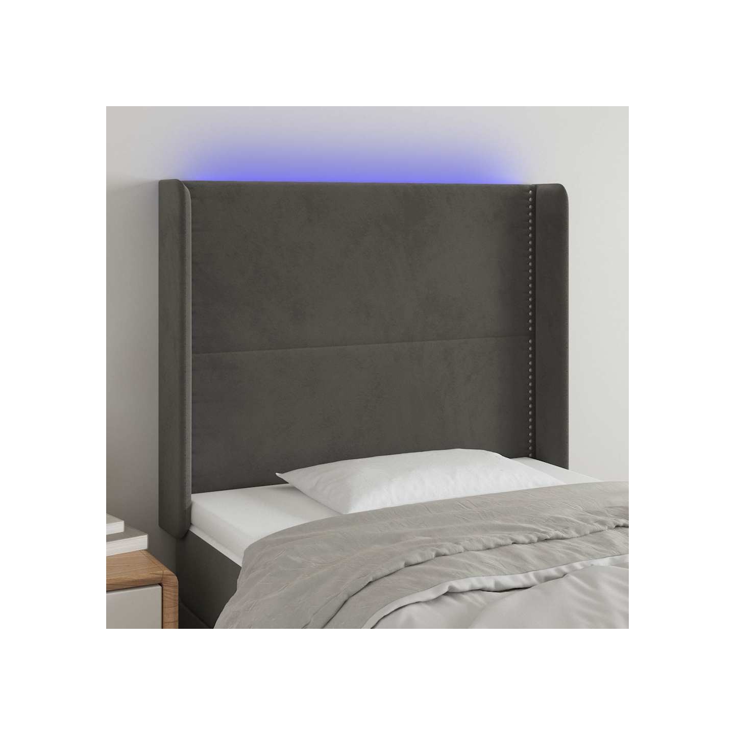 Tête de lit à LED Gris foncé 93x16x118/128 cm Velours