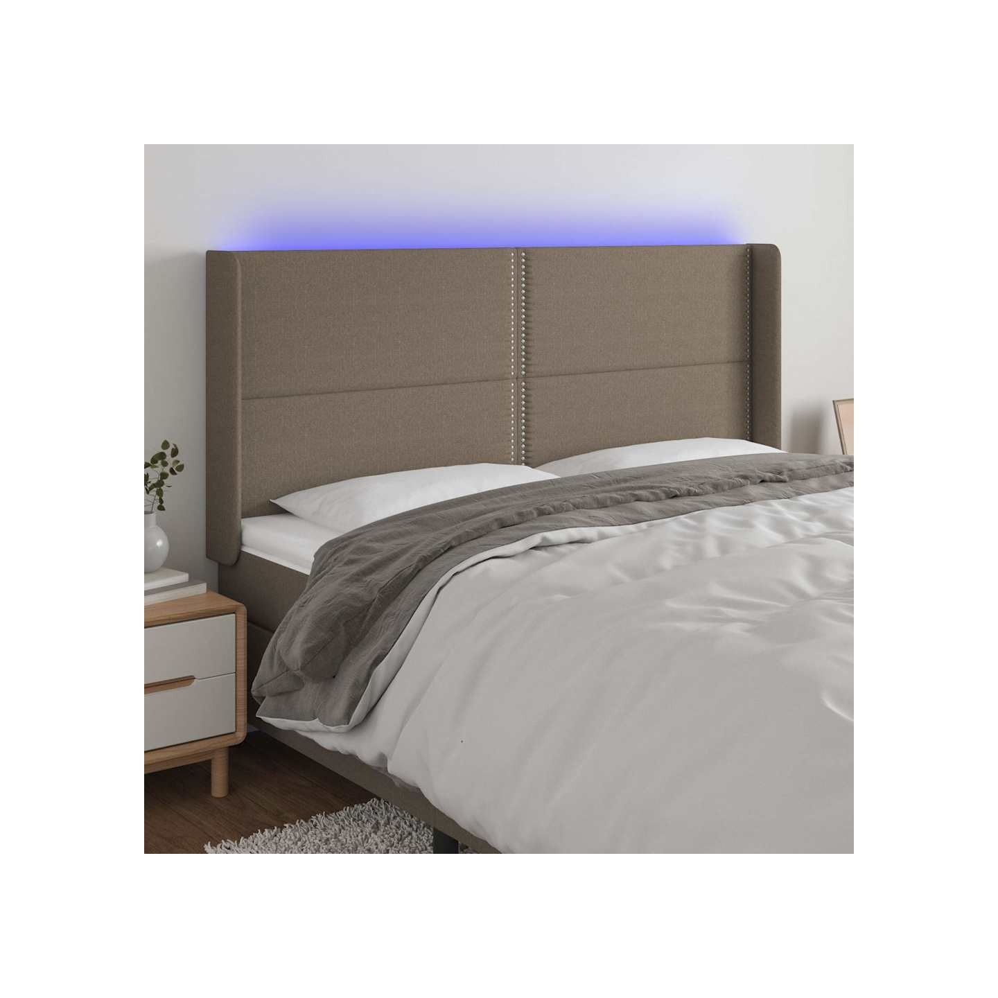 Tête de lit à LED Taupe 203x16x118/128 cm Tissu