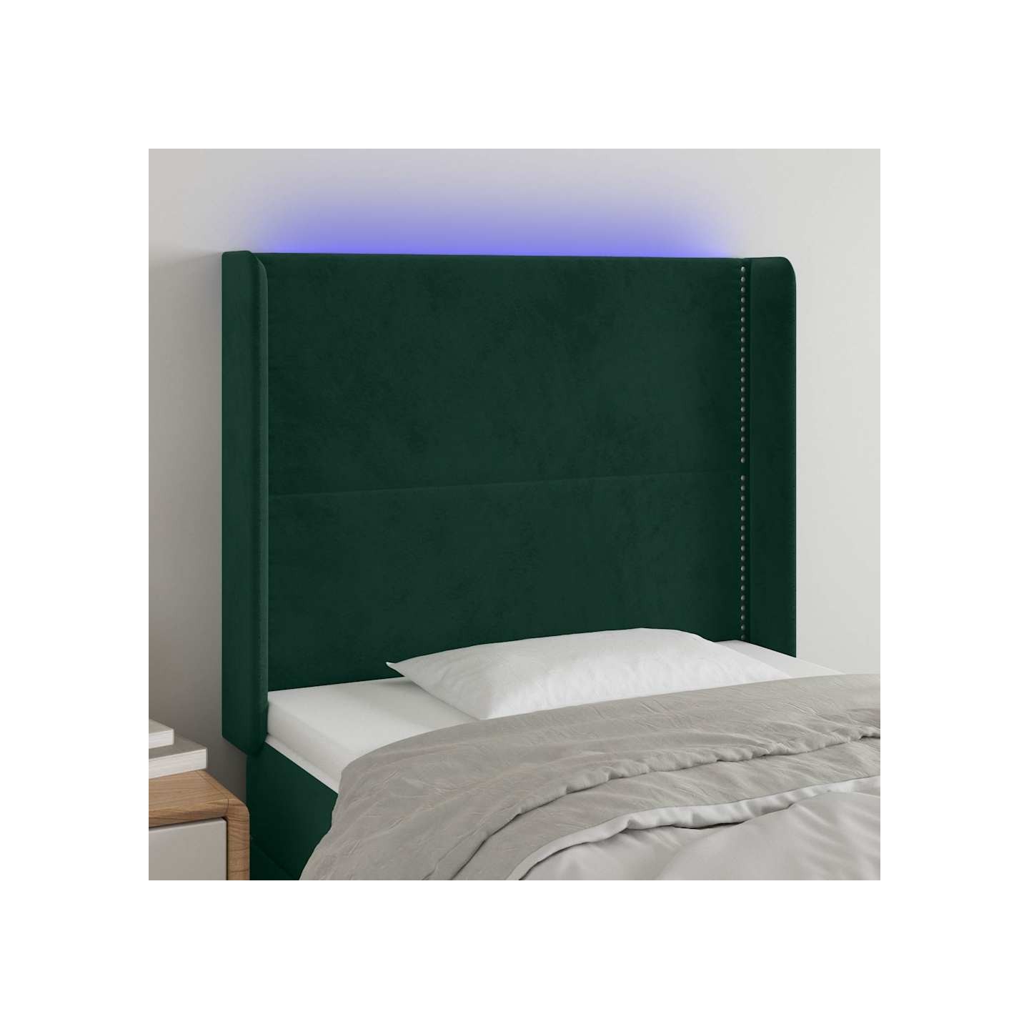 Tête de lit à LED Vert foncé 103x16x118/128 cm Velours