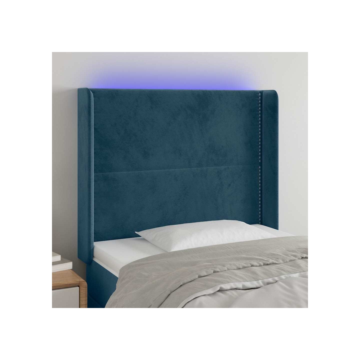 Tête de lit à LED Bleu foncé 103x16x118/128 cm Velours