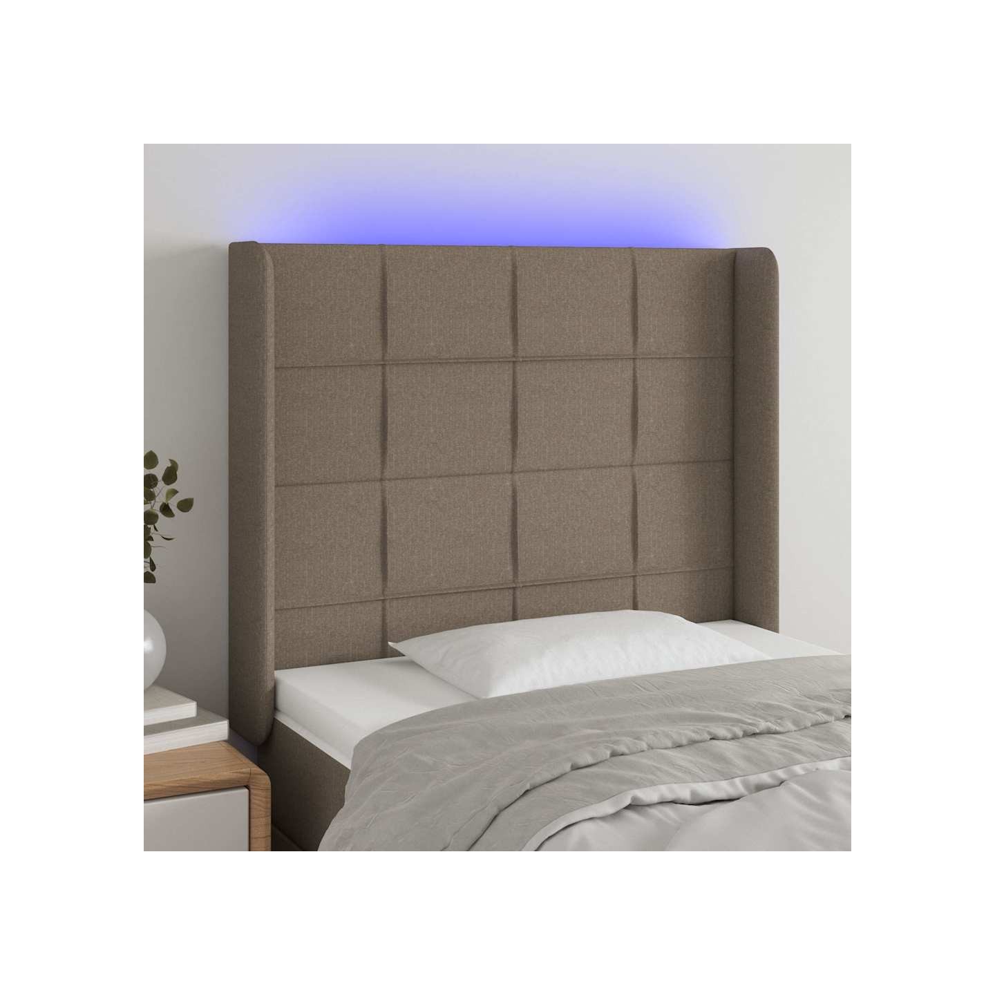 Tête de lit à LED Taupe 83x16x118/128 cm Tissu
