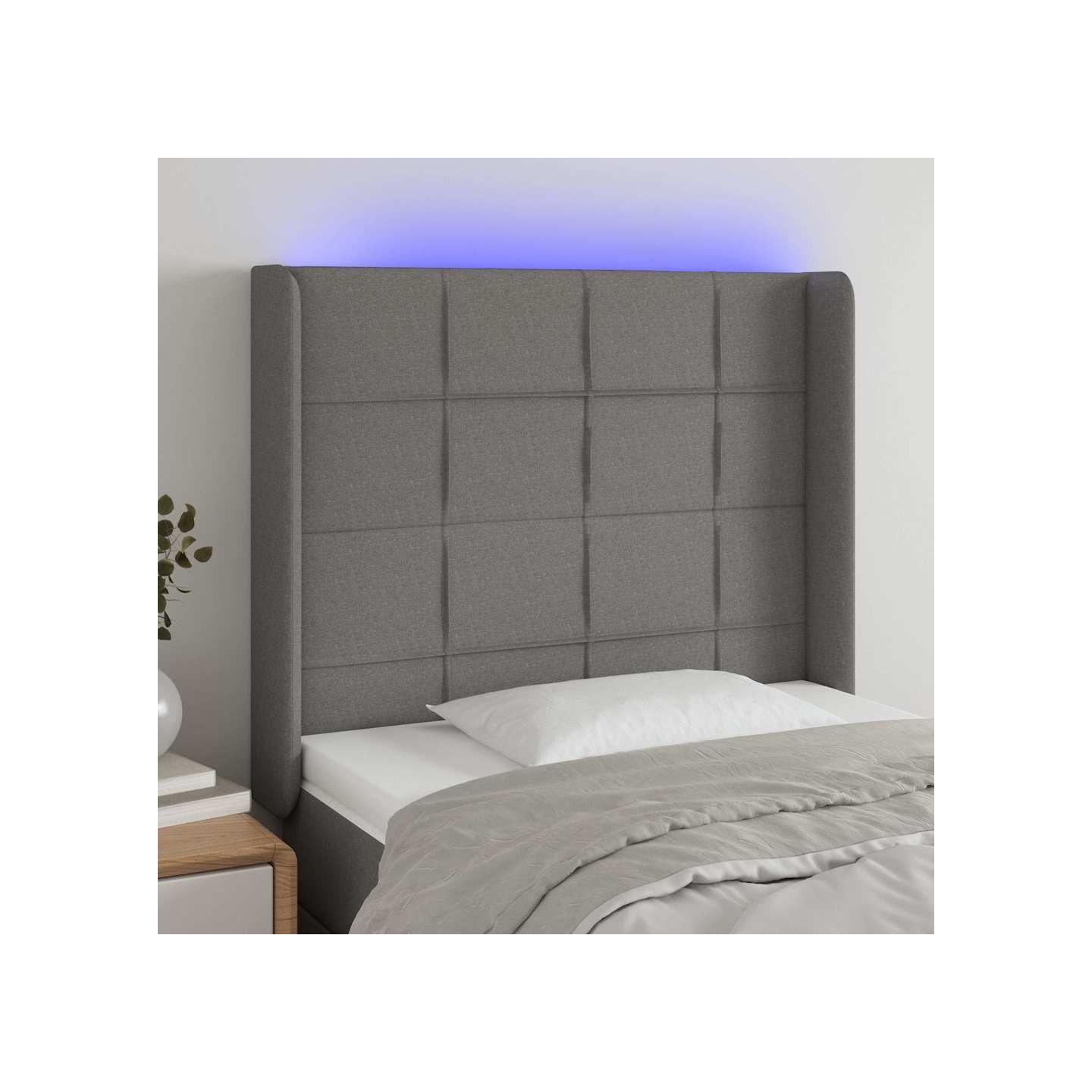 Tête de lit à LED Gris foncé 93x16x118/128 cm Tissu