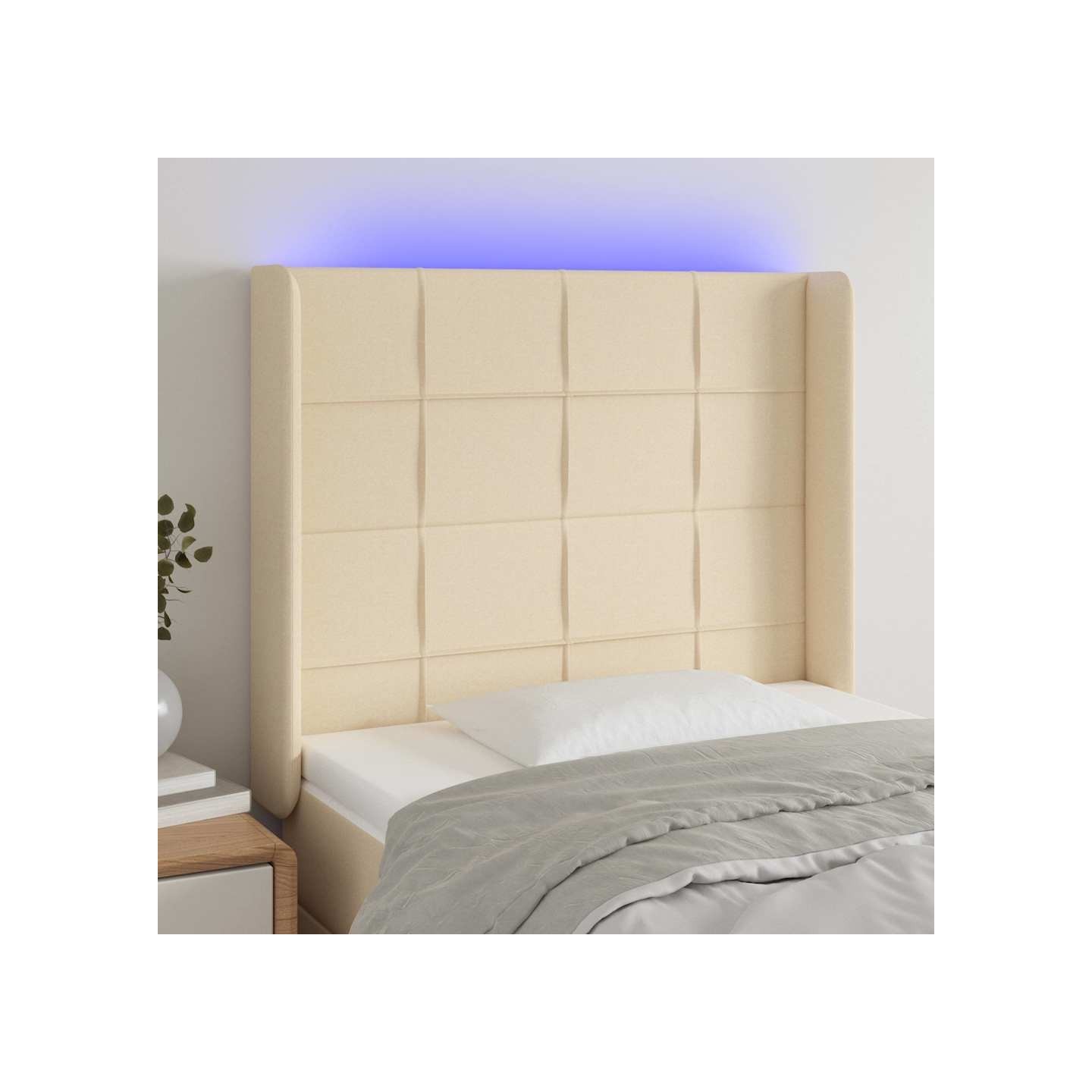 Tête de lit à LED Crème 83x16x118/128 cm Tissu