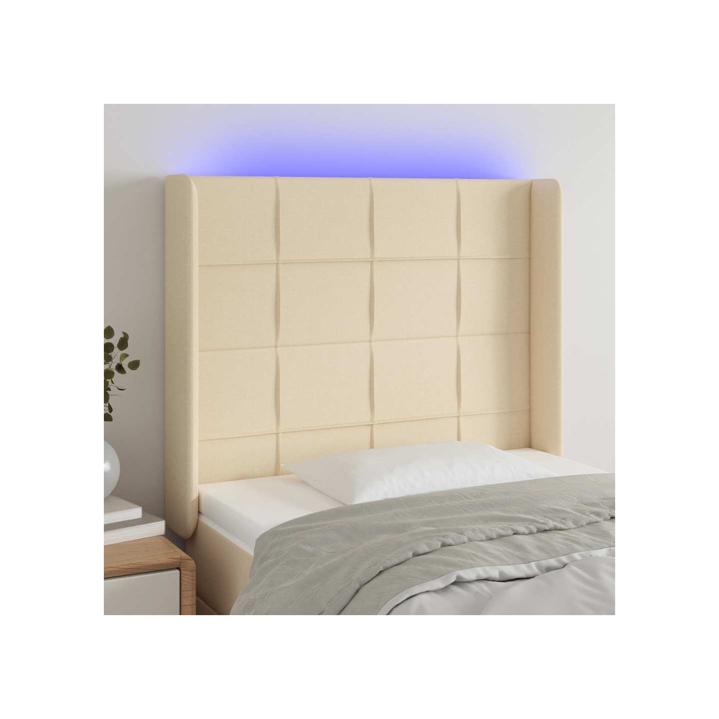 Tête de lit à LED Crème 93x16x118/128 cm Tissu