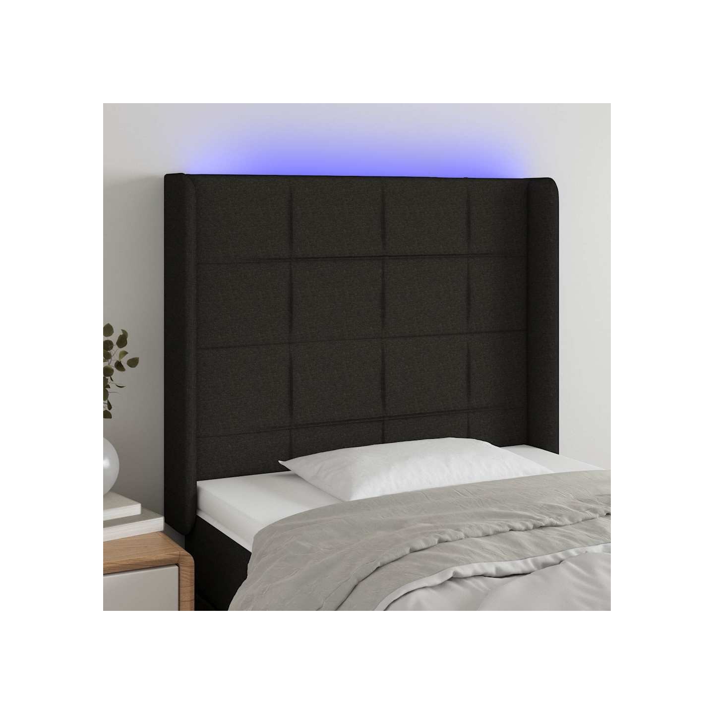 Tête de lit à LED Noir 103x16x118/128 cm Tissu