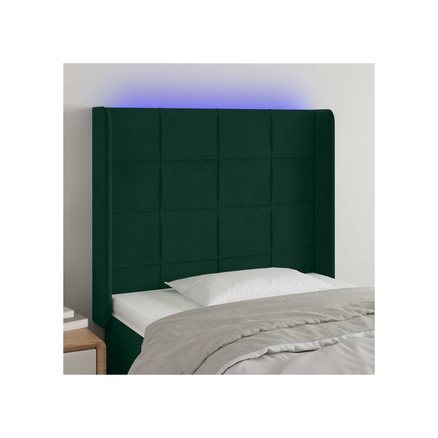 Tête de lit à LED Vert foncé 83x16x118/128 cm Velours