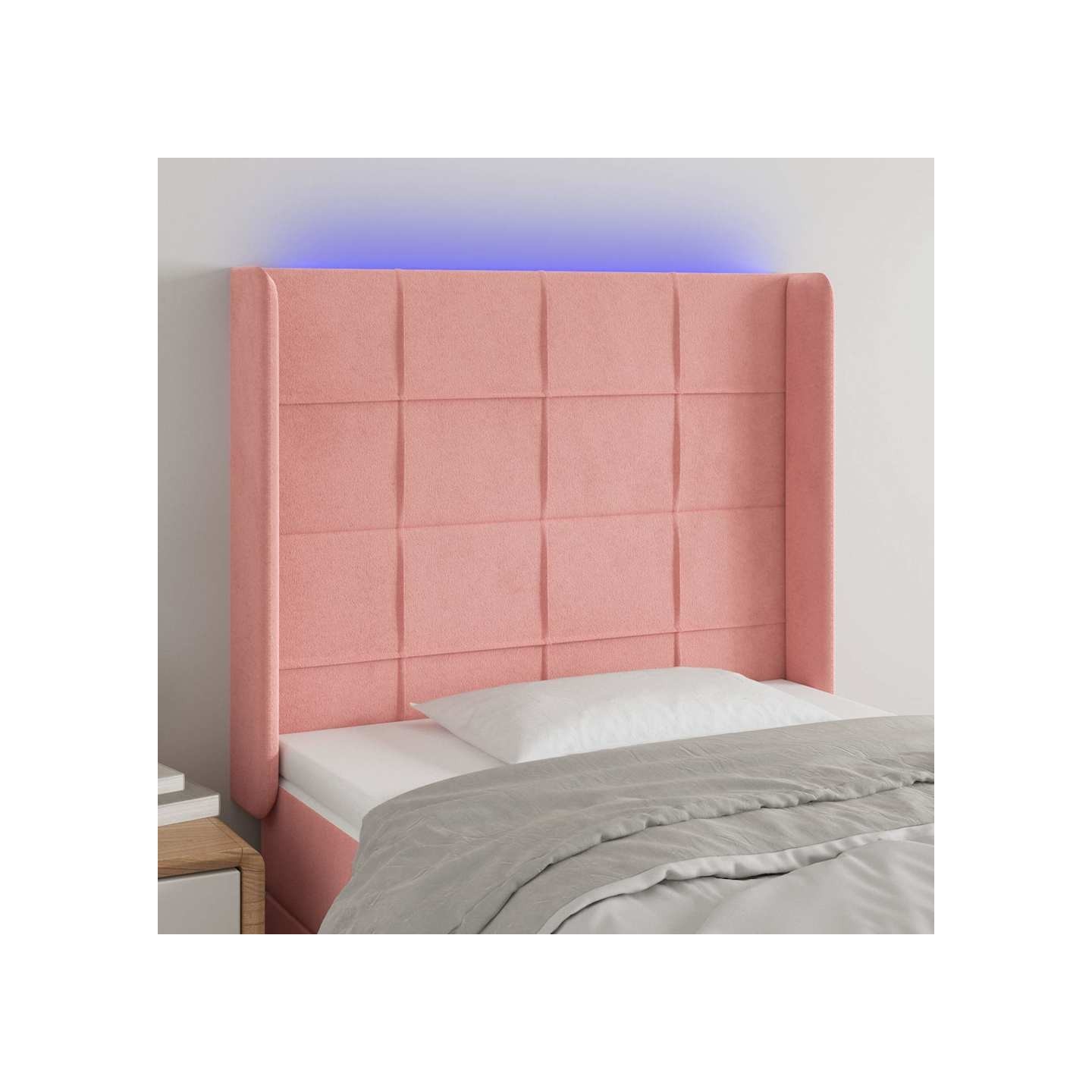 Tête de lit à LED Rose 83x16x118/128 cm Velours