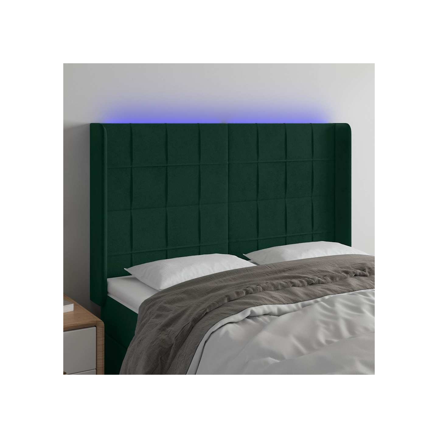 Tête de lit à LED Vert foncé 147x16x118/128 cm Velours