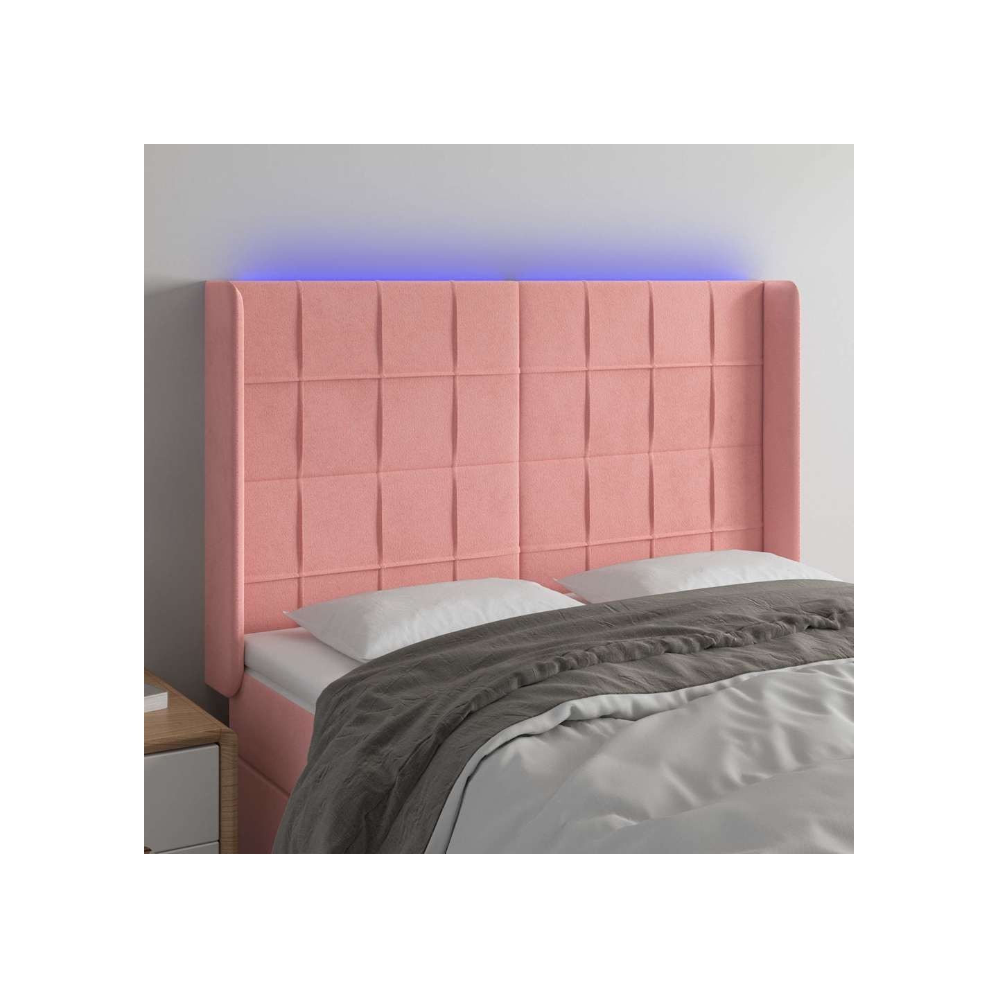 Tête de lit à LED Rose 147x16x118/128 cm Velours