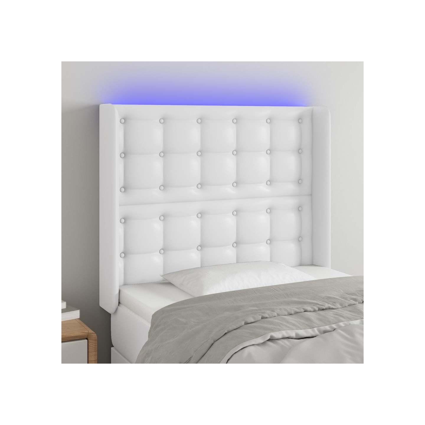 Tête de lit à LED Blanc 83x16x118/128 cm Similicuir