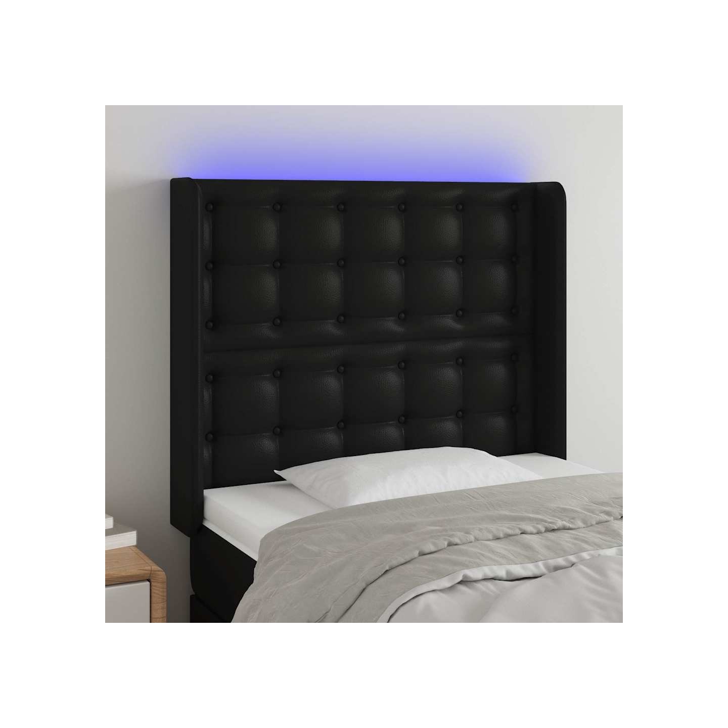 Tête de lit à LED Noir 93x16x118/128 cm Similicuir