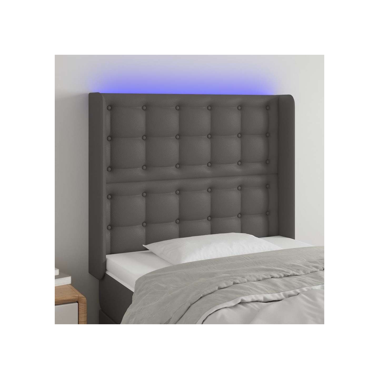 Tête de lit à LED Gris 93x16x118/128 cm Similicuir