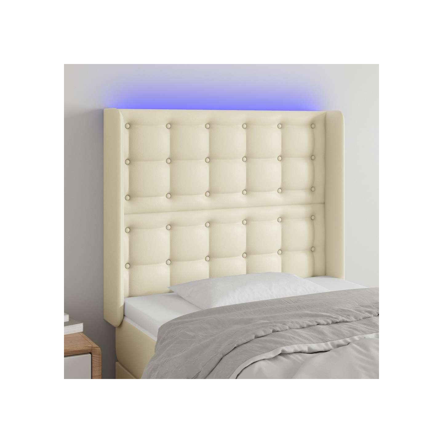 Tête de lit à LED Crème 83x16x118/128 cm Similicuir