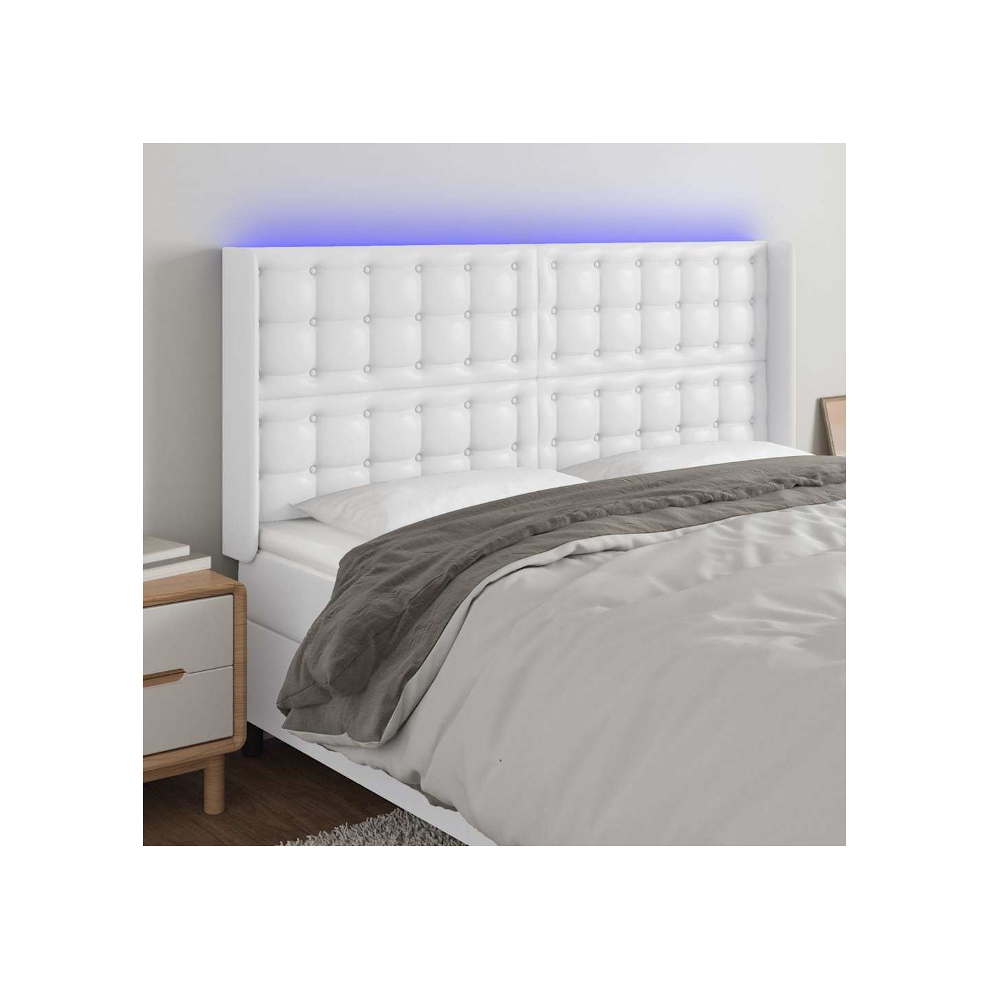 Tête de lit à LED Blanc 163x16x118/128 cm Similicuir