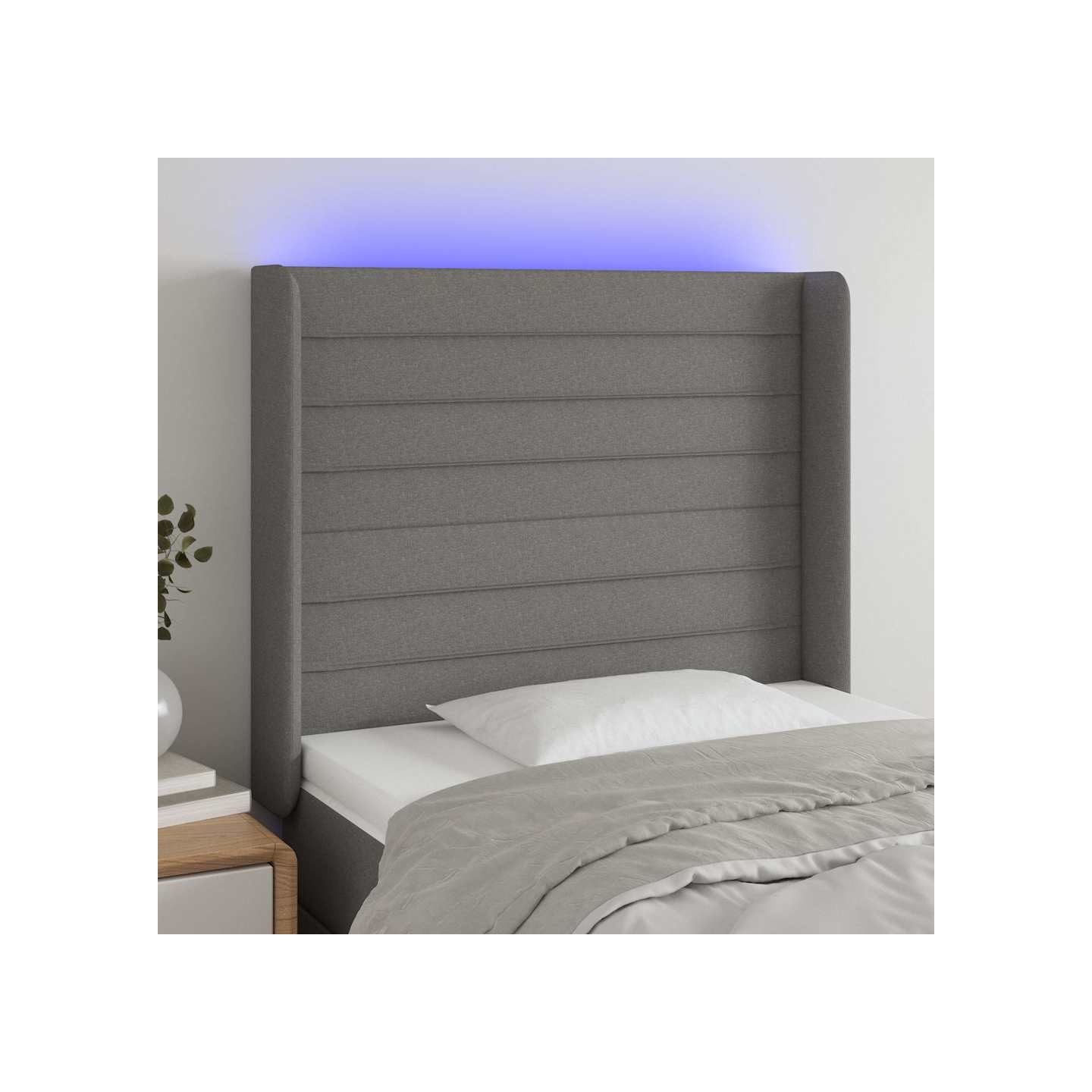 Tête de lit à LED Gris foncé 103x16x118/128 cm Tissu