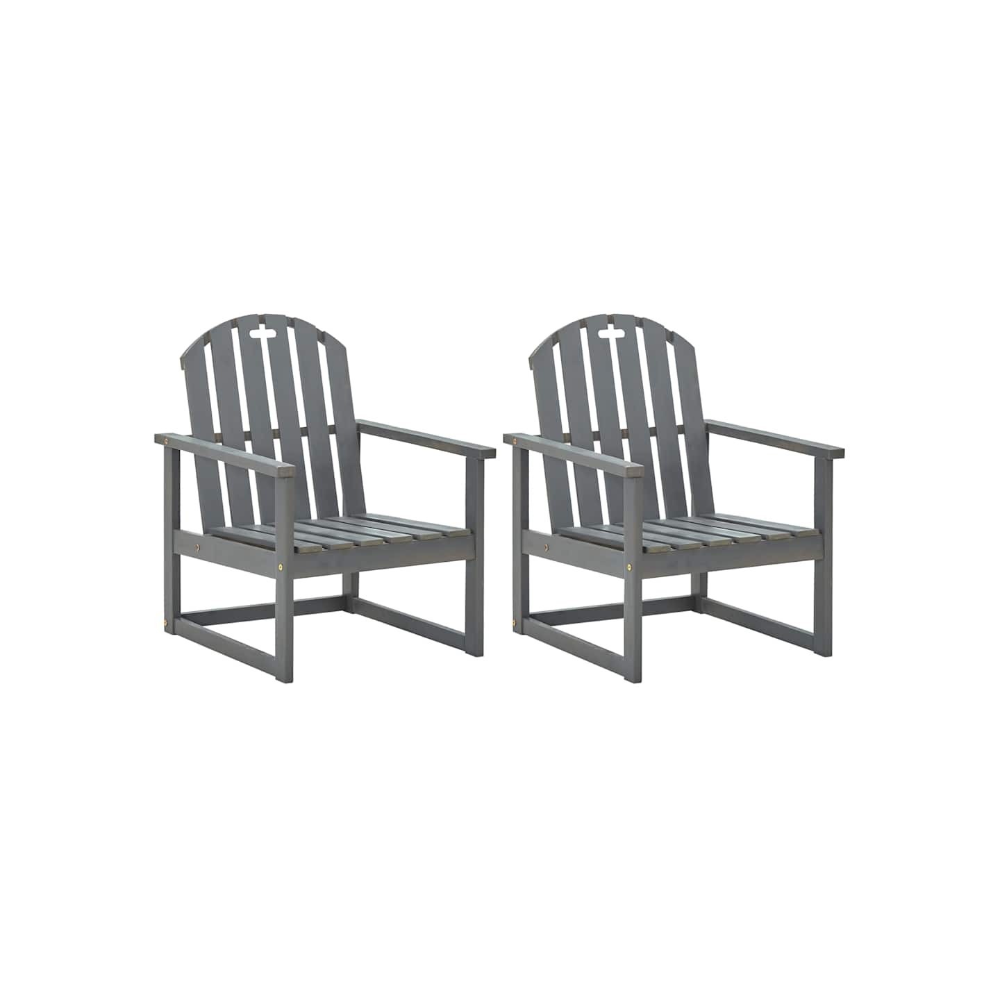 Chaises de jardin lot de 2 Gris Bois d'acacia solide