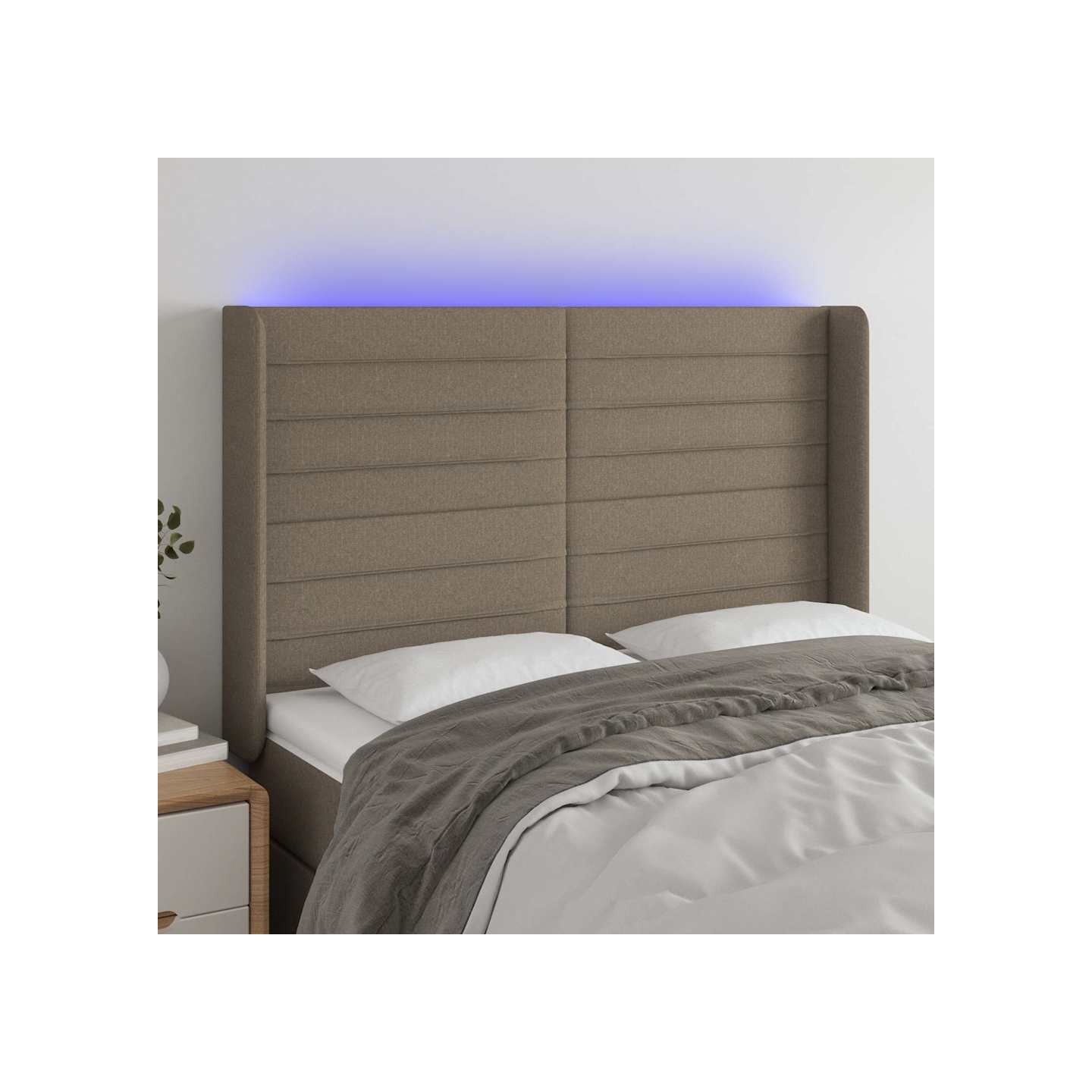 Tête de lit à LED Taupe 147x16x118/128 cm Tissu