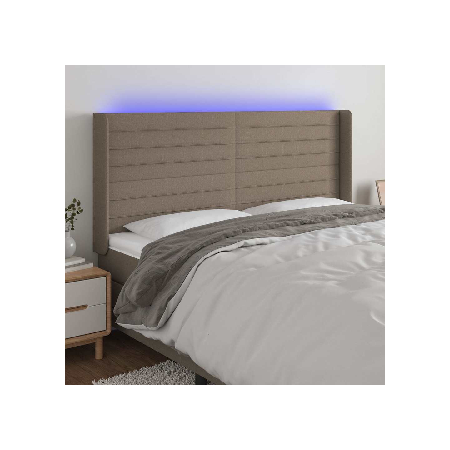 Tête de lit à LED Taupe 163x16x118/128 cm Tissu