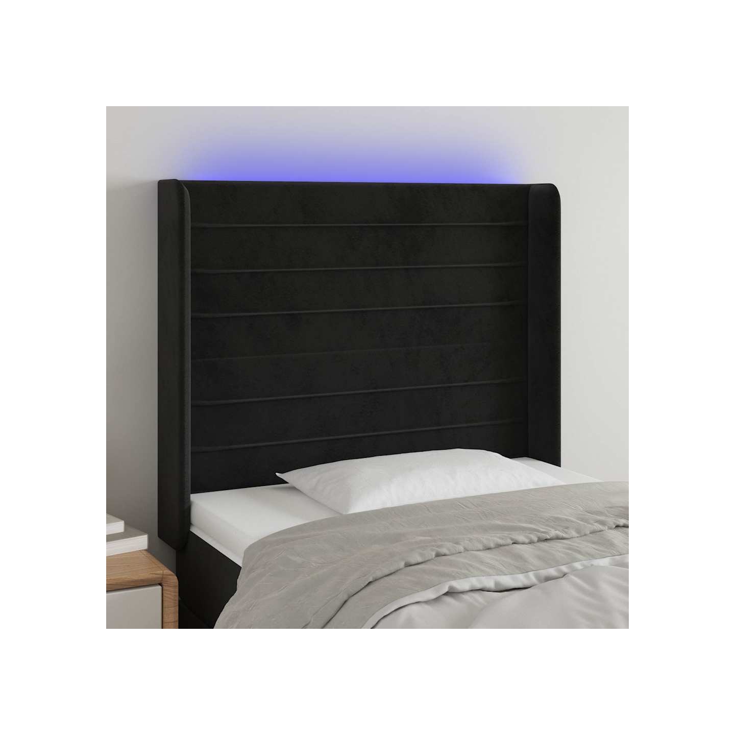 Tête de lit à LED Noir 83x16x118/128 cm Velours