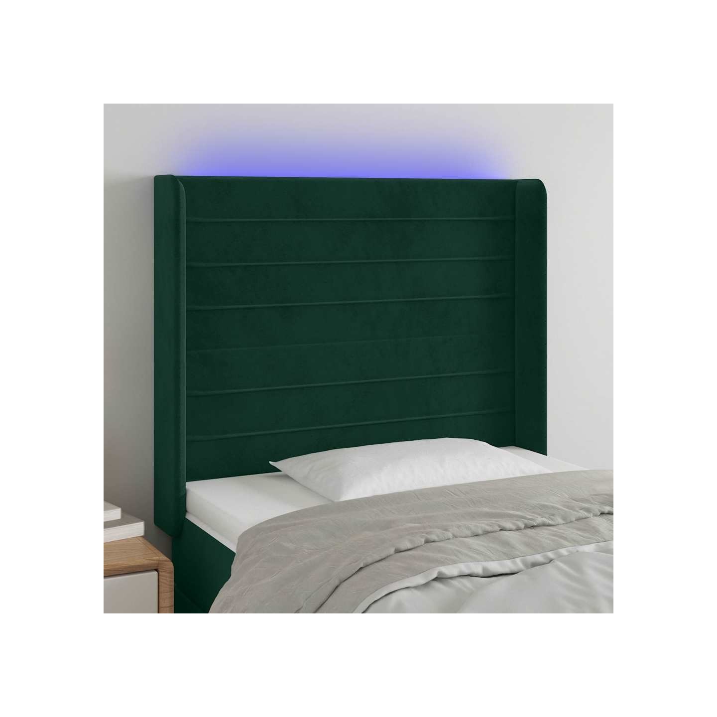 Tête de lit à LED Vert foncé 83x16x118/128 cm Velours