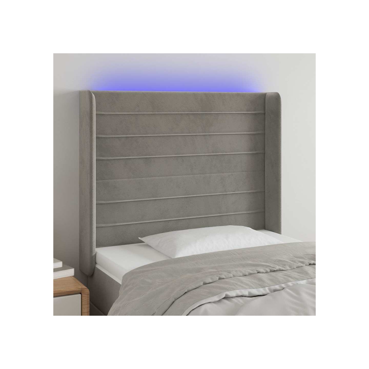 Tête de lit à LED Gris clair 83x16x118/128 cm Velours