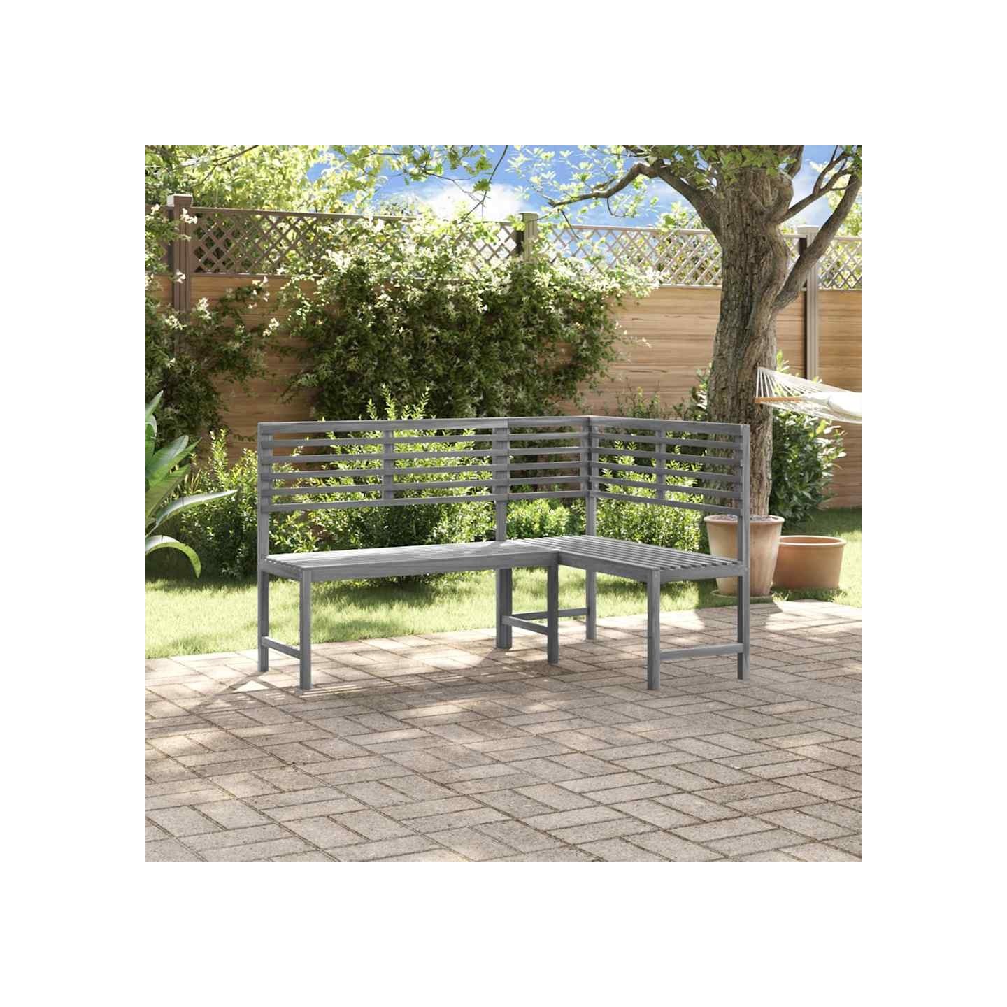 Banc d'angle de jardin Gris 140 cm Bois solide d'acacia