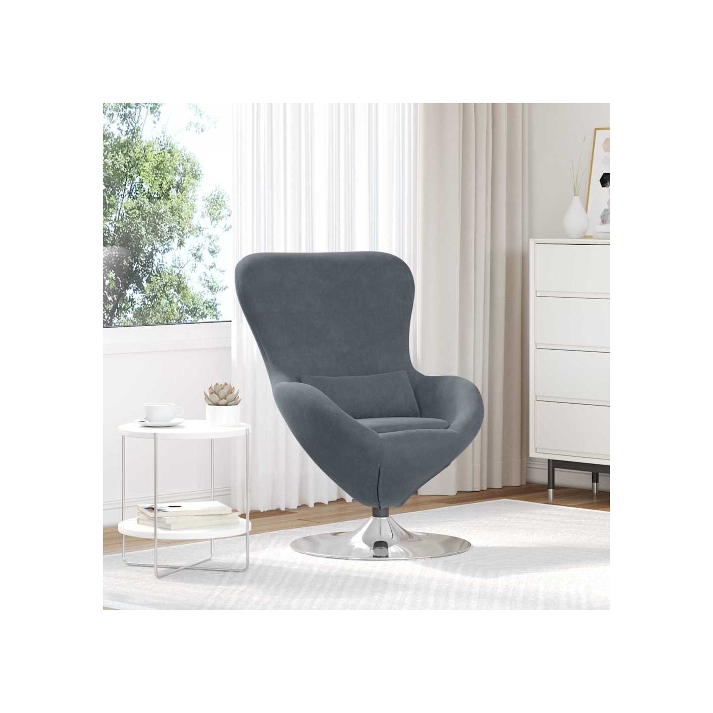 Fauteuil œuf Gris foncé Velours
