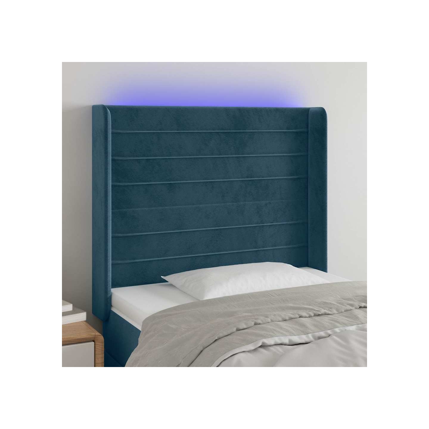 Tête de lit à LED Bleu foncé 93x16x118/128 cm Velours