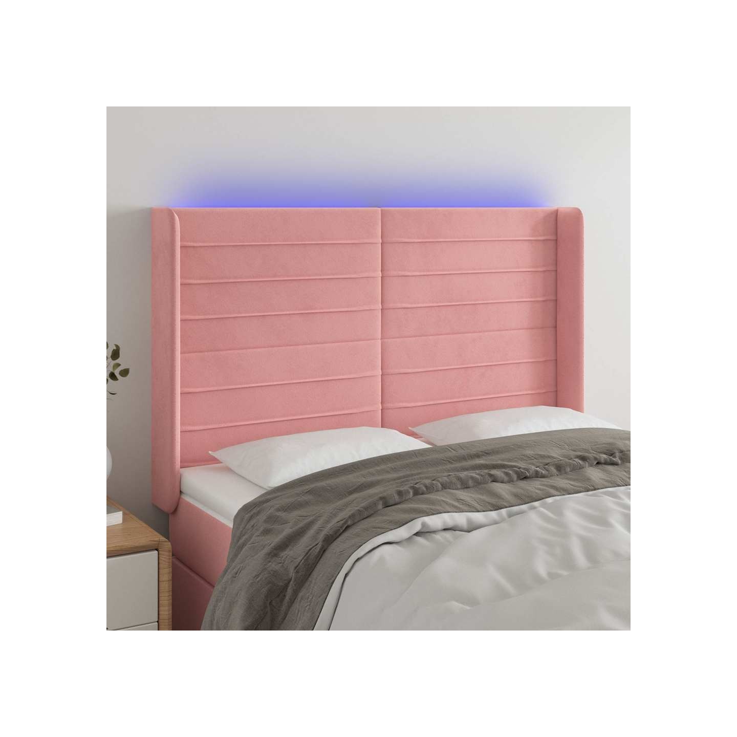 Tête de lit à LED Rose 147x16x118/128 cm Velours