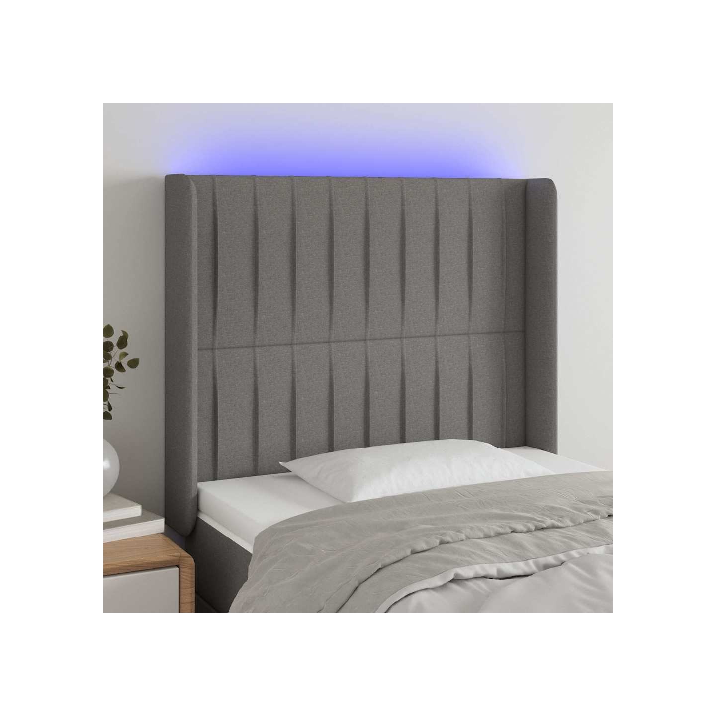 Tête de lit à LED Gris foncé 83x16x118/128 cm Tissu