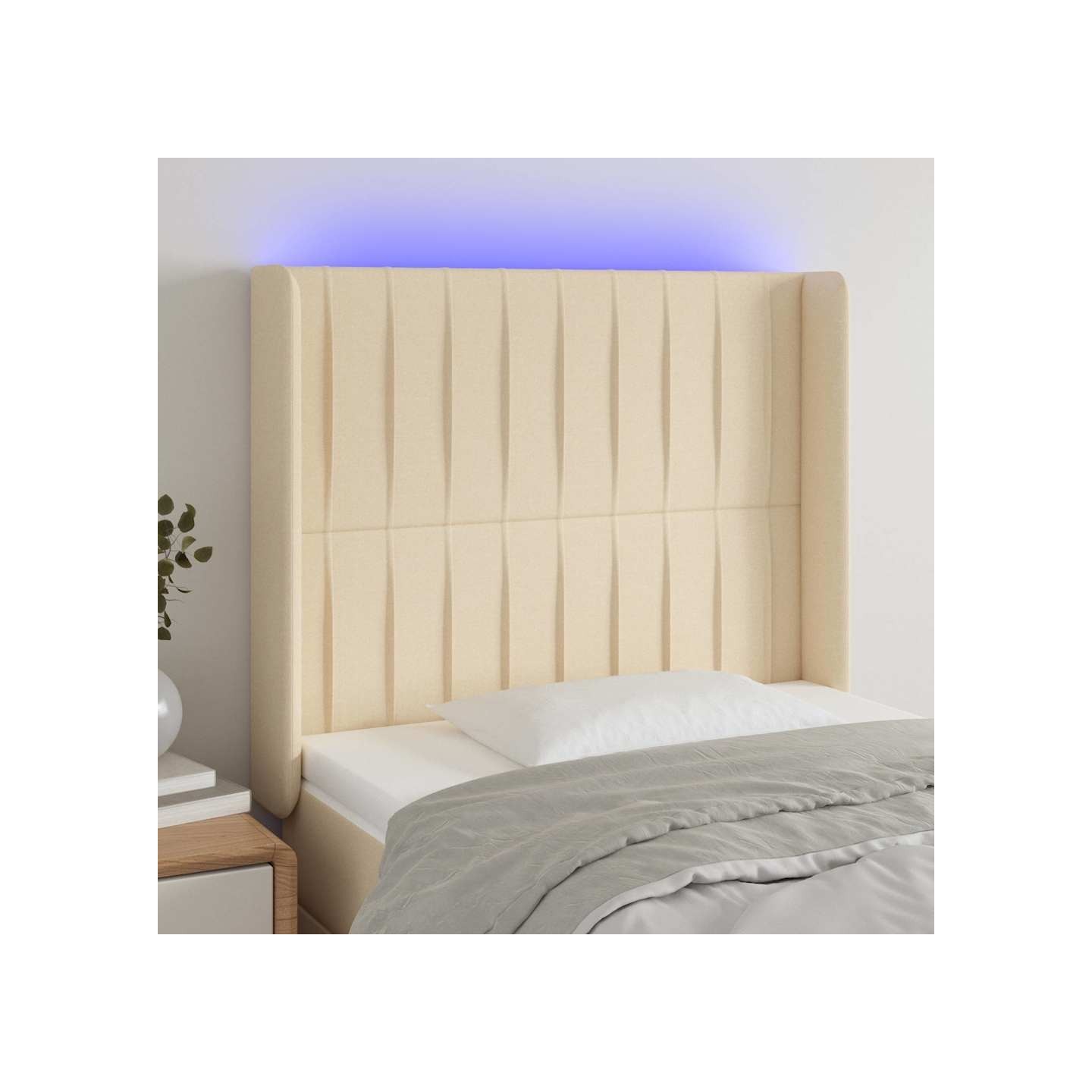 Tête de lit à LED Crème 83x16x118/128 cm Tissu
