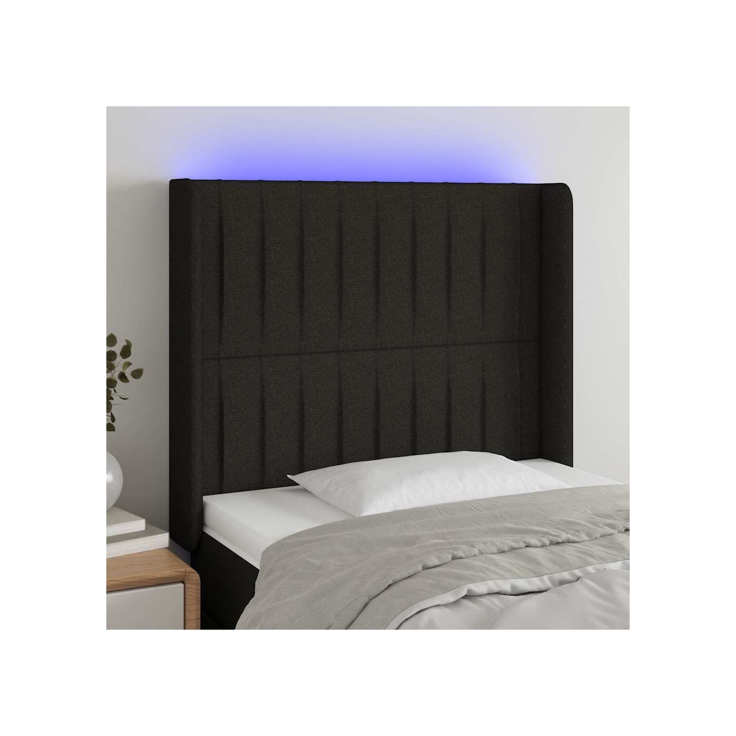 Tête de lit à LED Noir 103x16x118/128 cm Tissu