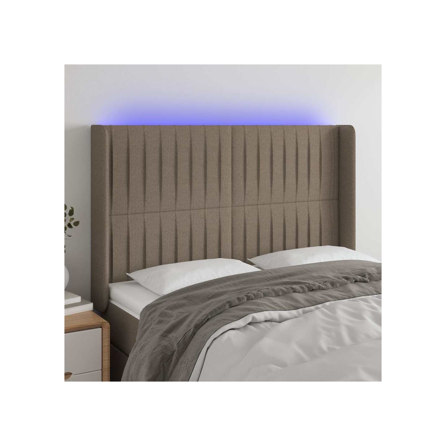 Tête de lit à LED Taupe 147x16x118/128 cm Tissu