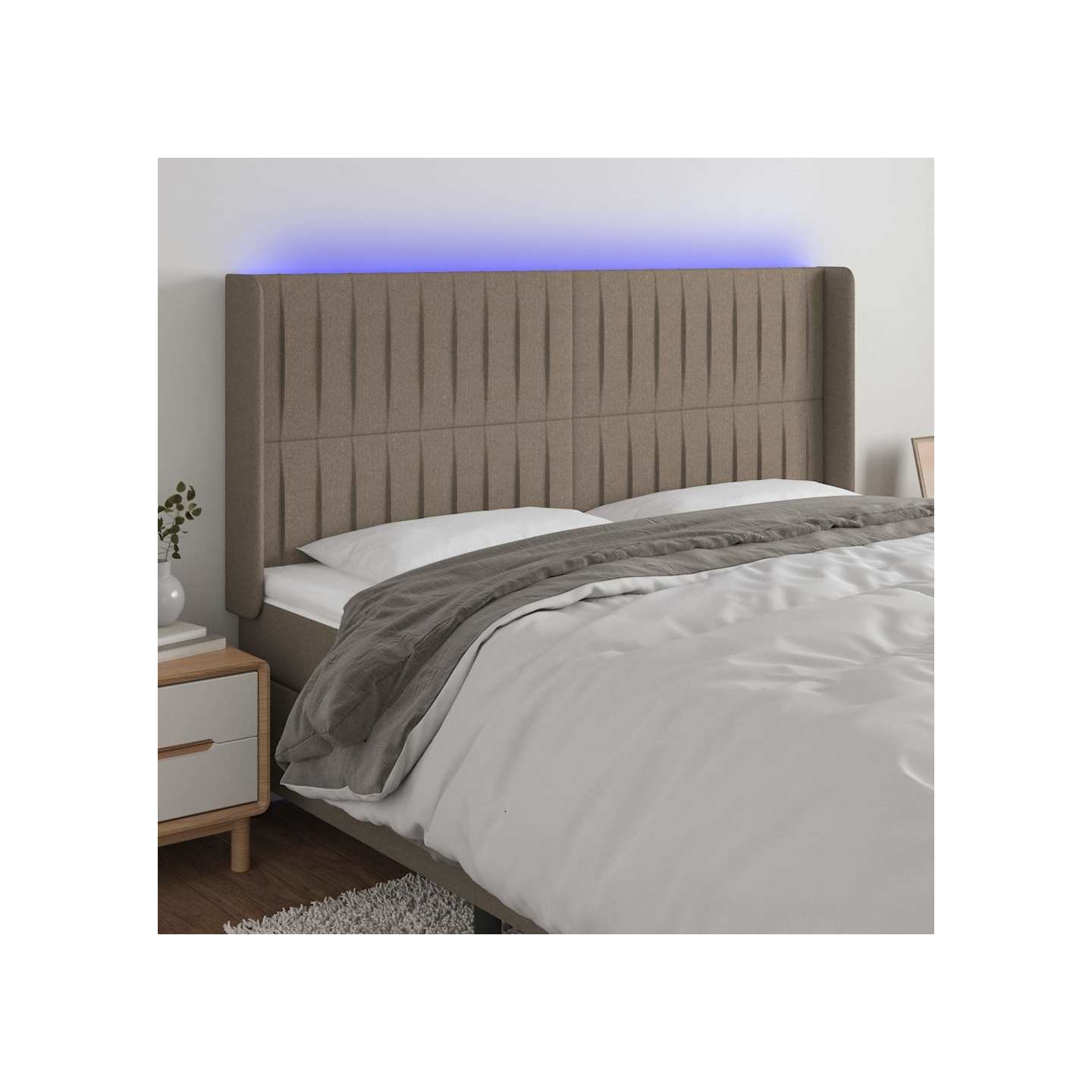 Tête de lit à LED Taupe 203x16x118/128 cm Tissu