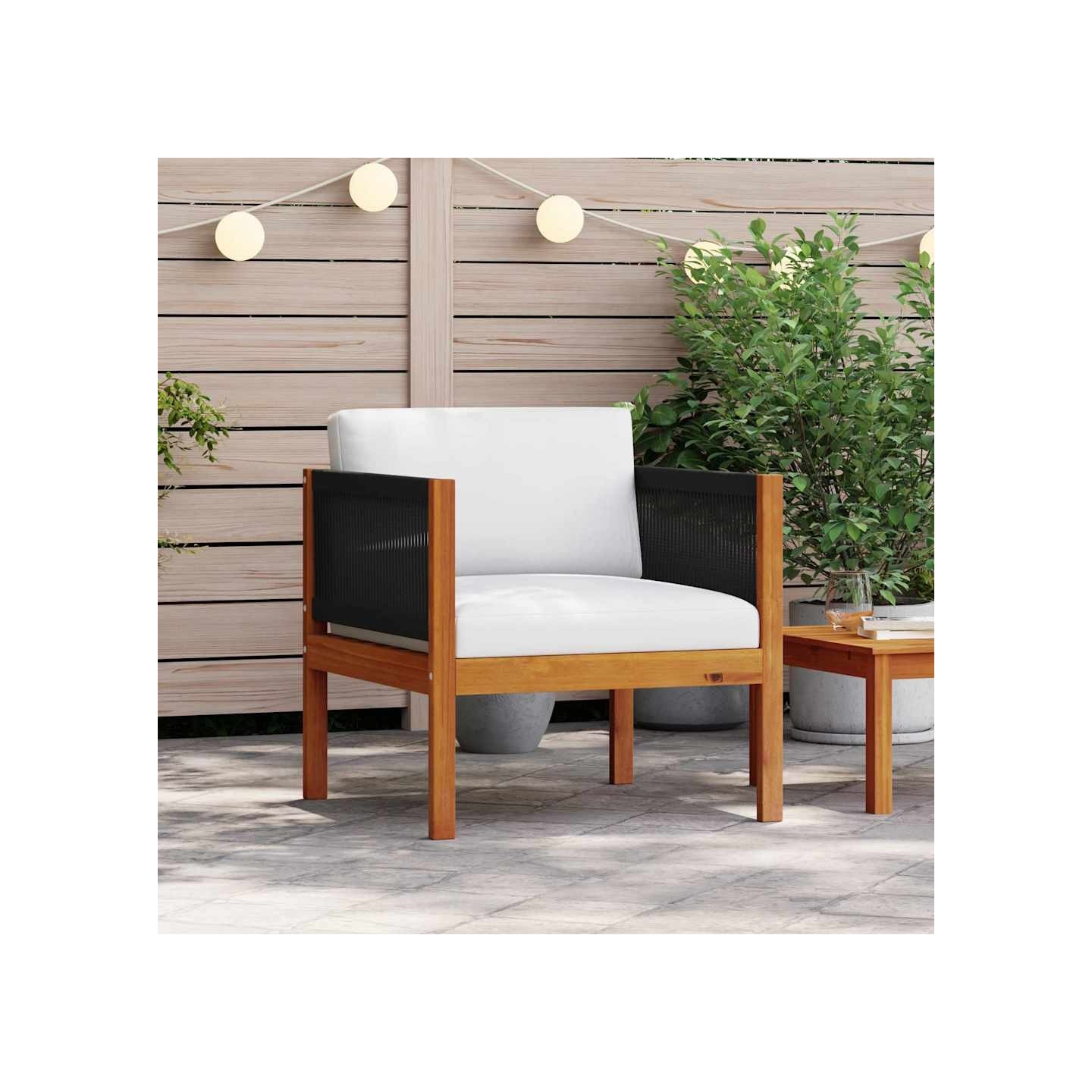 Chaise de jardin avec coussin Bois d'acacia solide