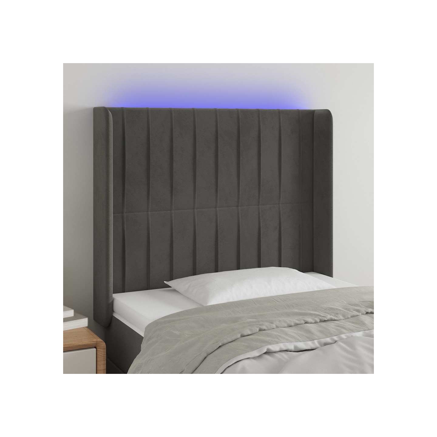 Tête de lit à LED Gris foncé 83x16x118/128 cm Velours