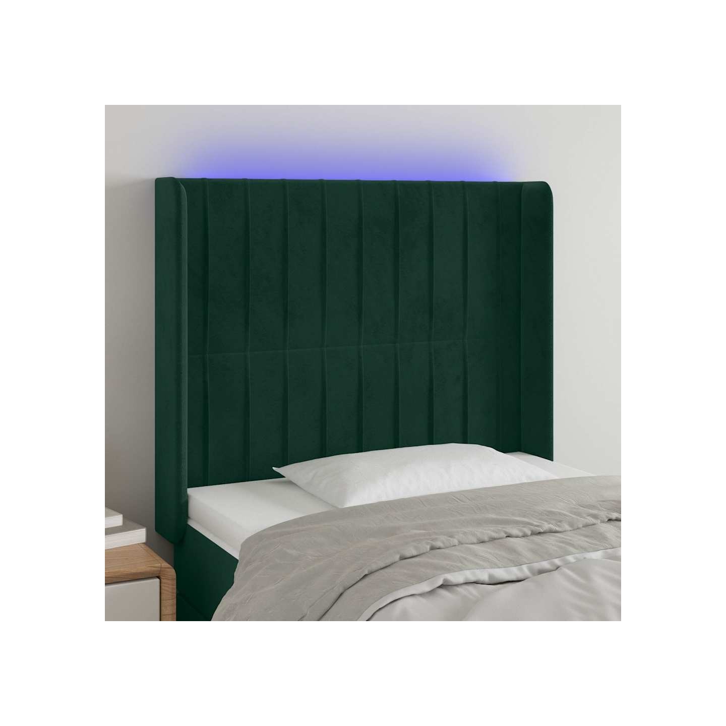 Tête de lit à LED Vert foncé 93x16x118/128 cm Velours
