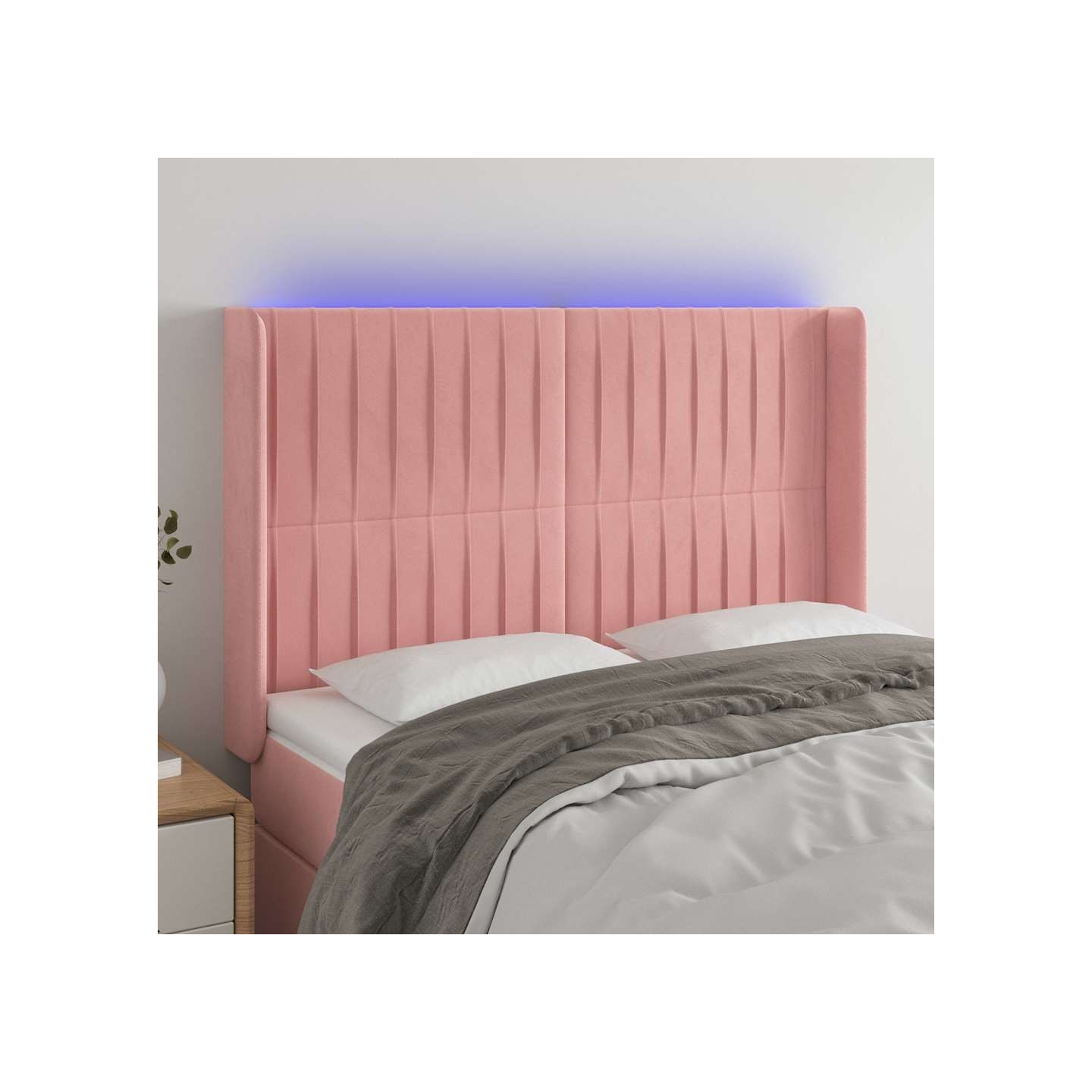 Tête de lit à LED Rose 147x16x118/128 cm Velours