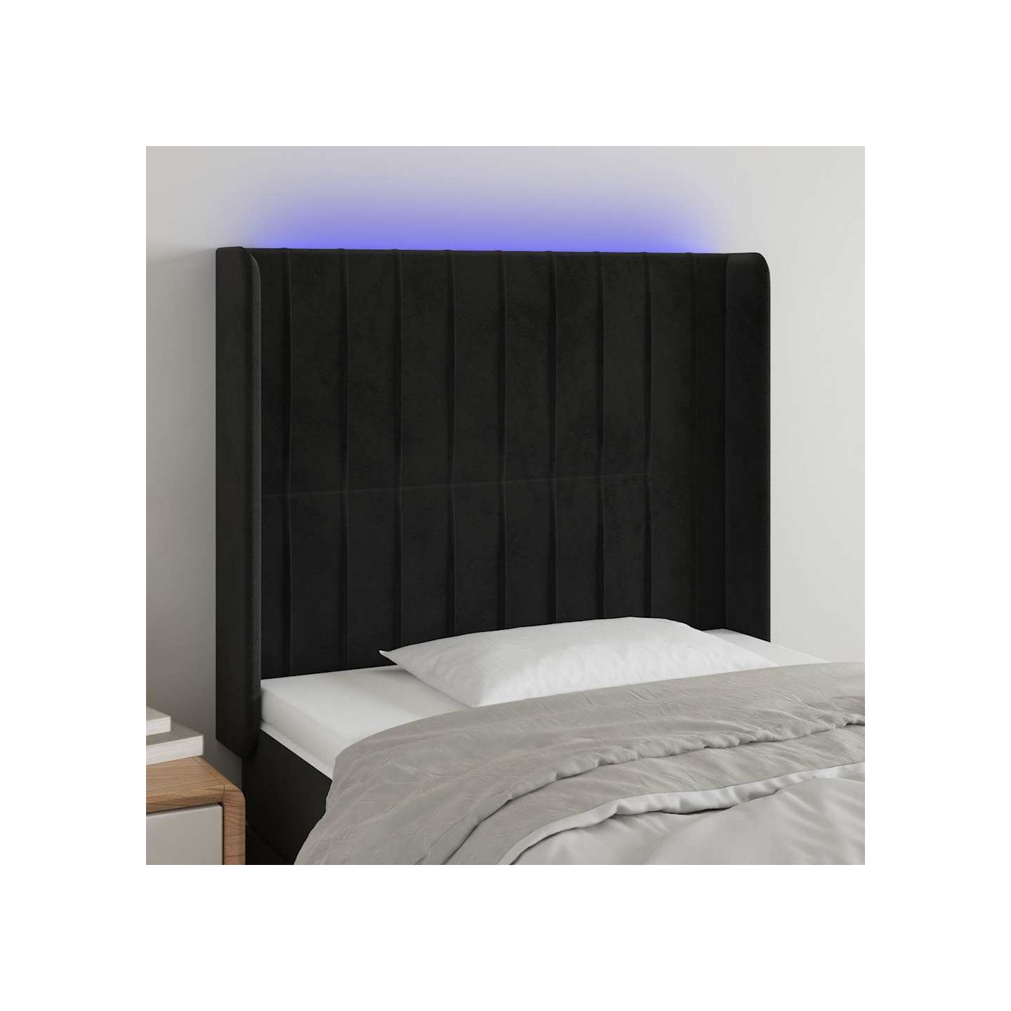 Tête de lit à LED Noir 103x16x118/128 cm Velours