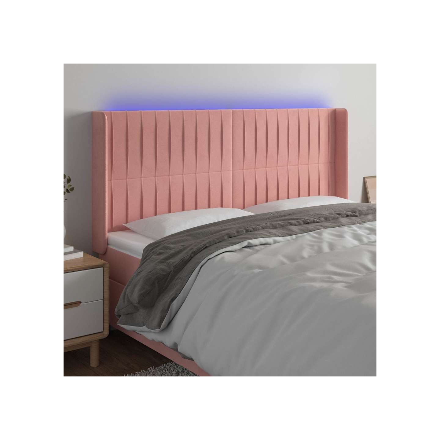 Tête de lit à LED Rose 163x16x118/128 cm Velours