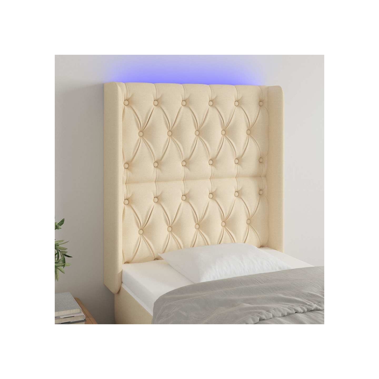 Tête de lit à LED Crème 83x16x118/128 cm Tissu