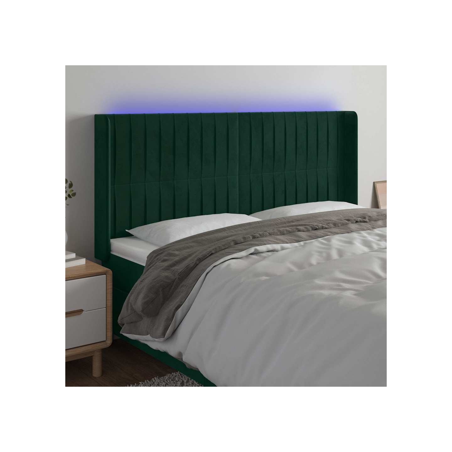Tête de lit à LED Vert foncé 203x16x118/128 cm Velours