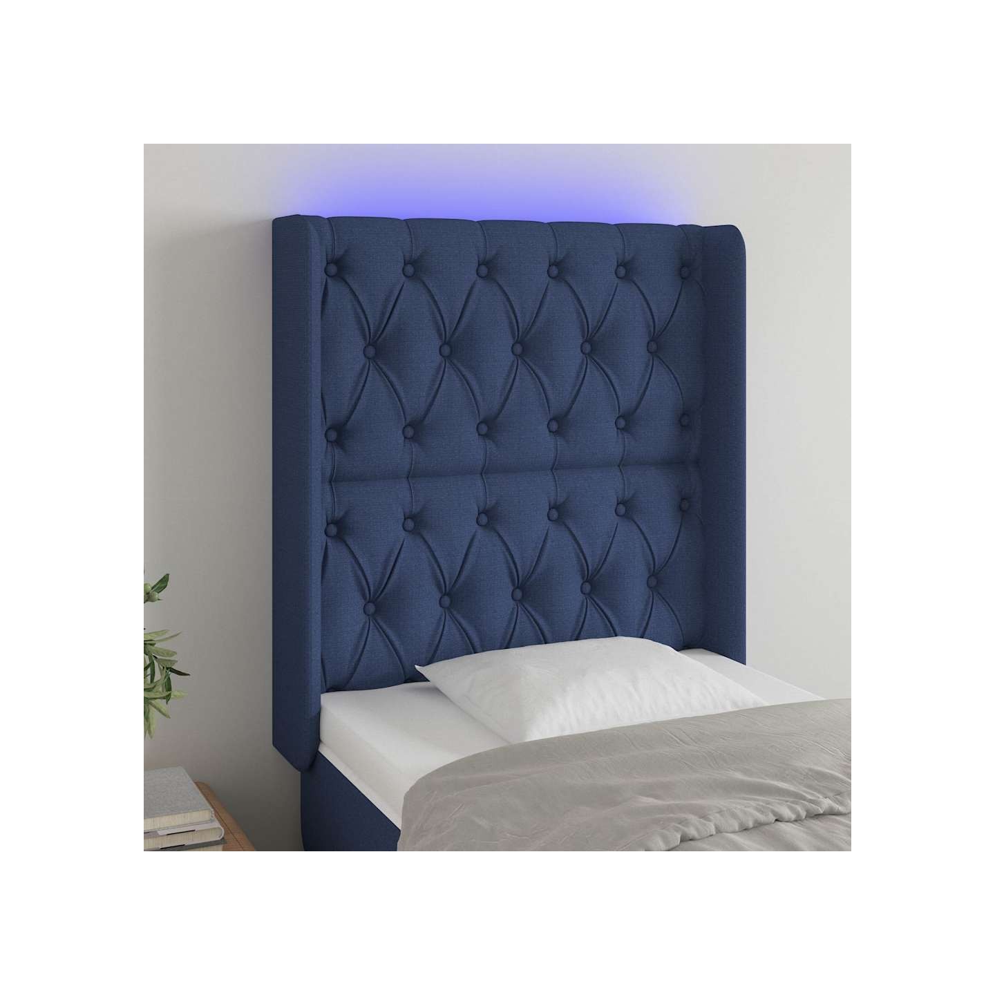 Tête de lit à LED Bleu 83x16x118/128 cm Tissu
