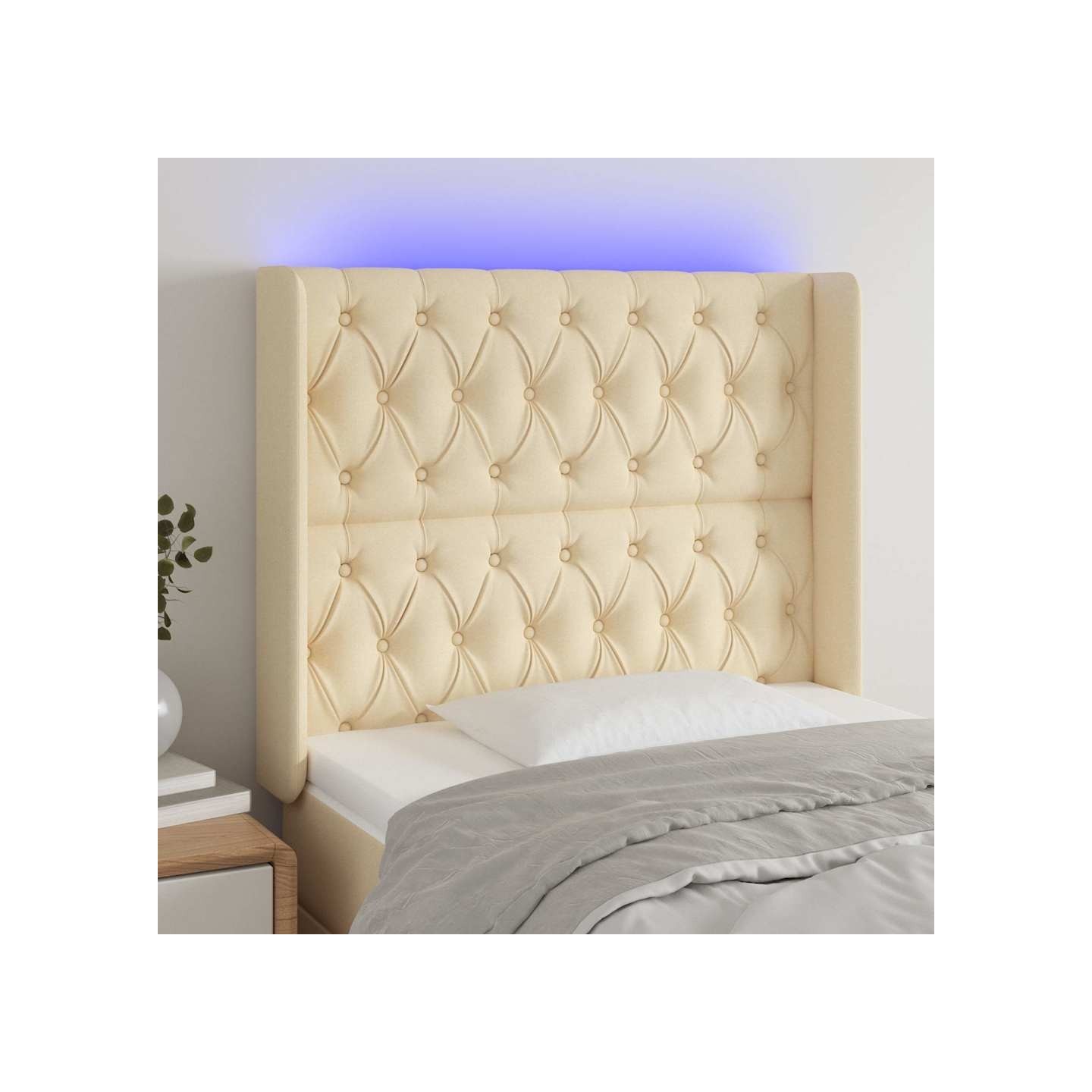 Tête de lit à LED Crème 93x16x118/128 cm Tissu